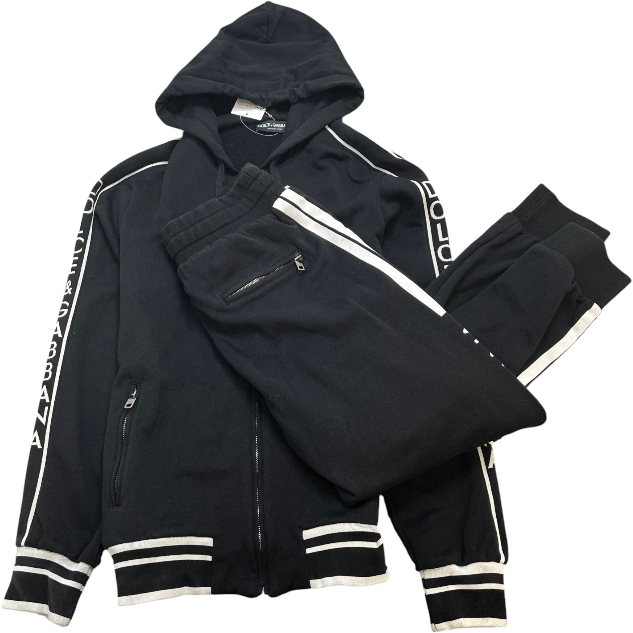 Men's Tape Logo Full Tracksuit Black Size L