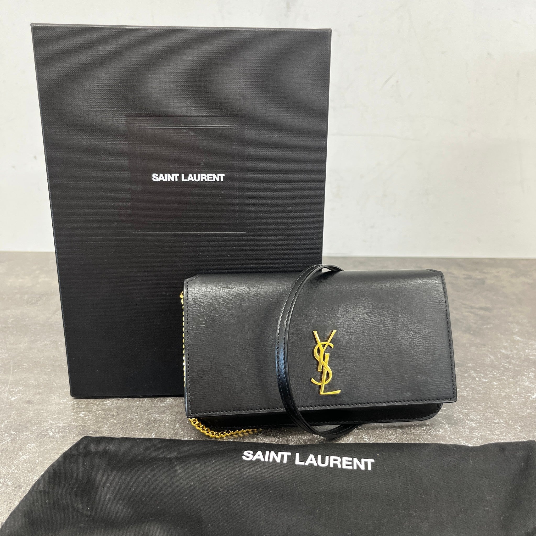 Women's Cassandre Grained Phone Holder Bag Black
