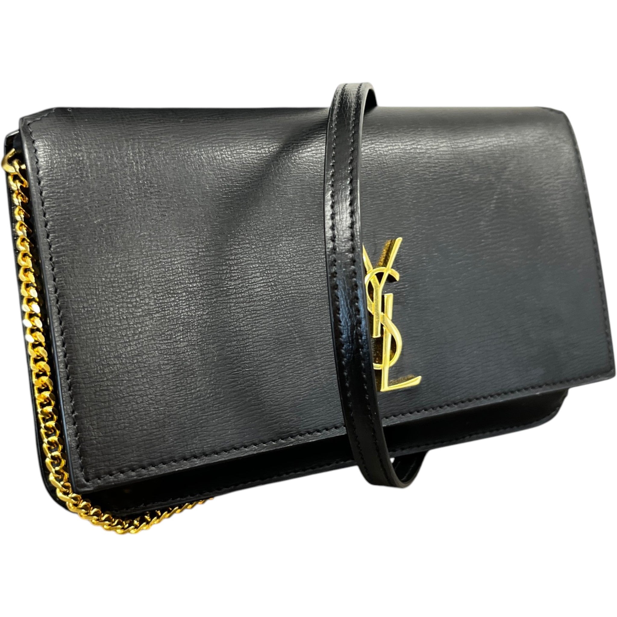 Women's Cassandre Grained Phone Holder Bag Black