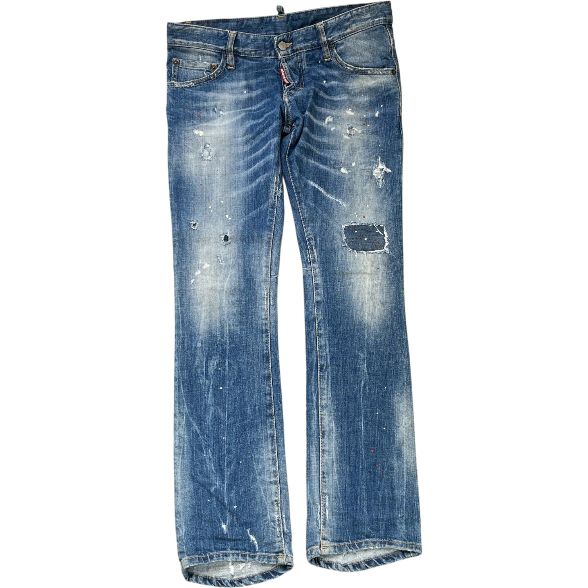 Men's Hawaiian Grunge Embroidered Patch Jeans Blue Size IT 48 / UK 32