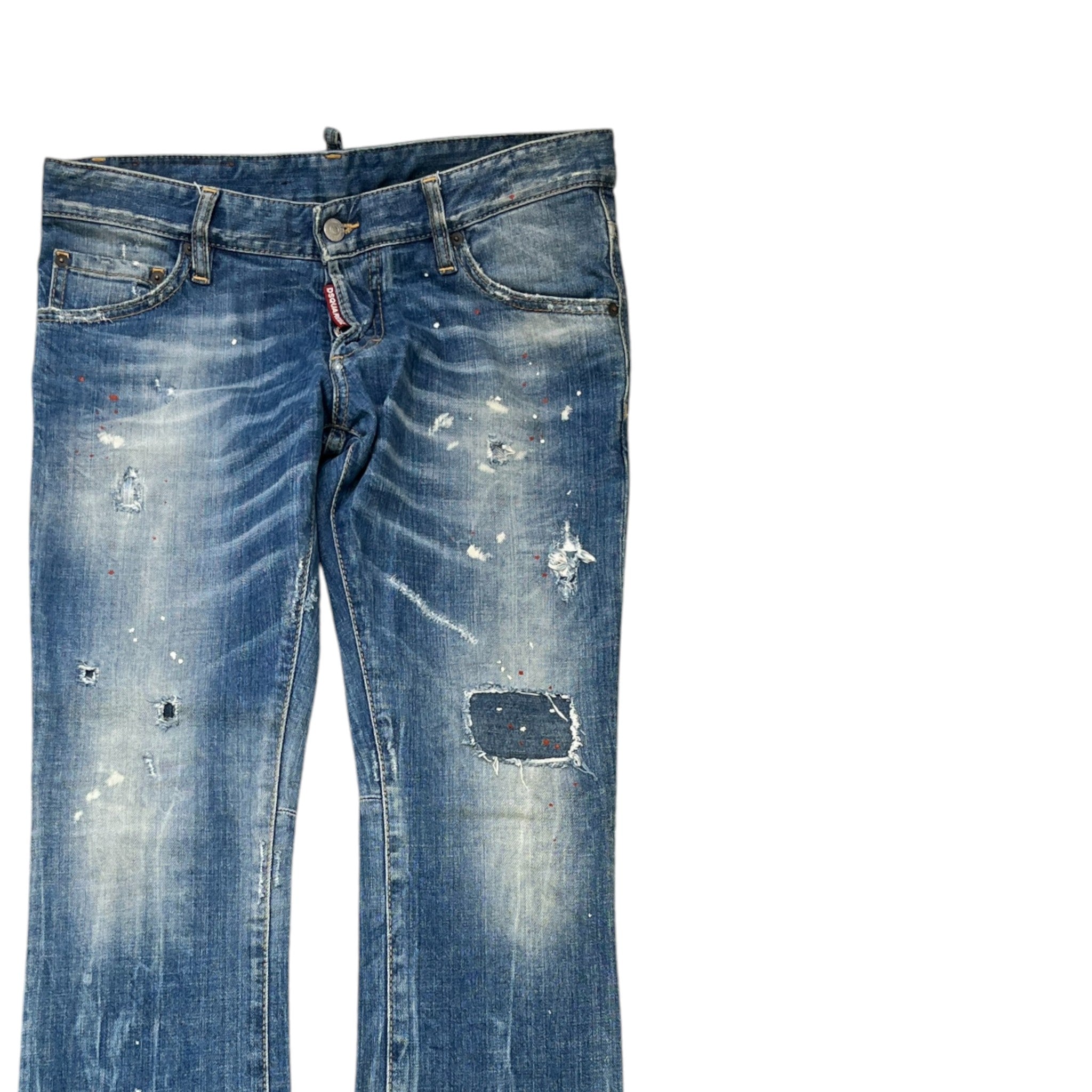 Men's Hawaiian Grunge Embroidered Patch Jeans Blue Size IT 48 / UK 32