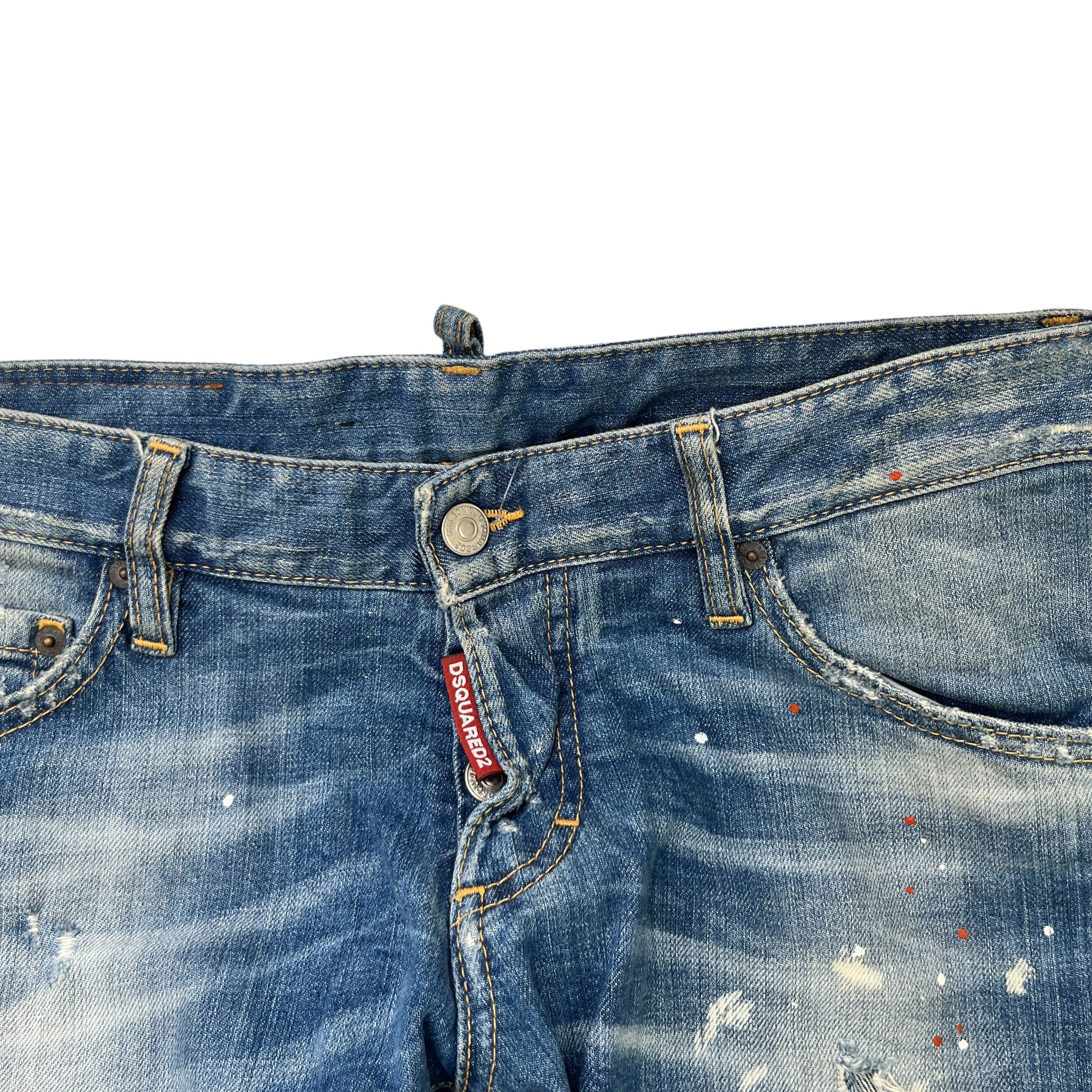 Men's Hawaiian Grunge Embroidered Patch Jeans Blue Size IT 48 / UK 32