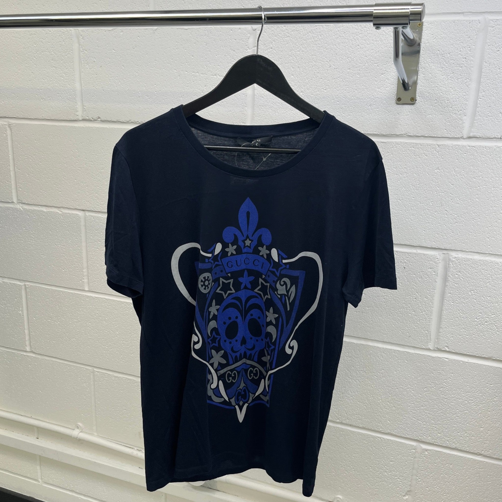 Men's Logo Print T-Shirt Navy Size L