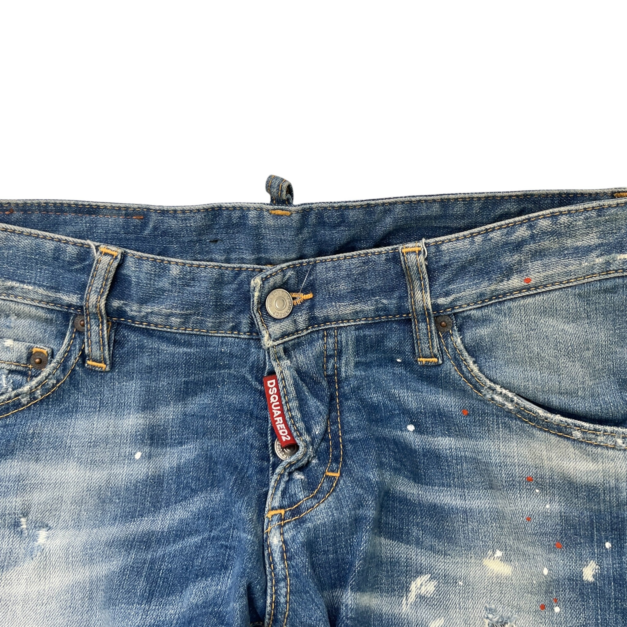 Men's Hawaiian Grunge Embroidered Patch Jeans Blue Size IT 48 / UK 32