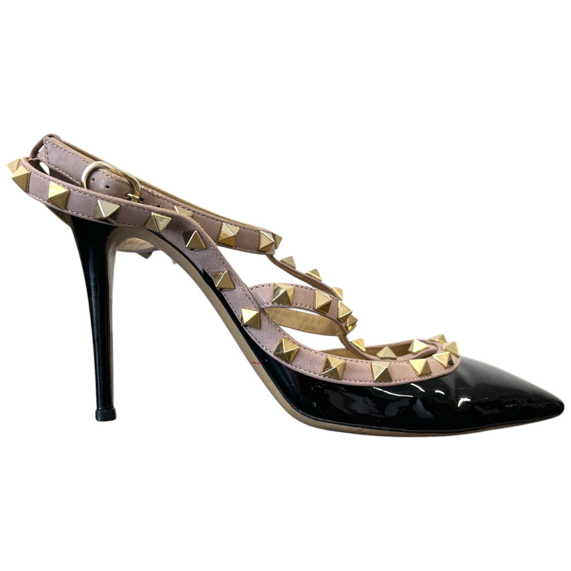 Women's Patent Rockstud Caged Pump 100Mm Heels Black Size EU 37.5 / UK 4.5