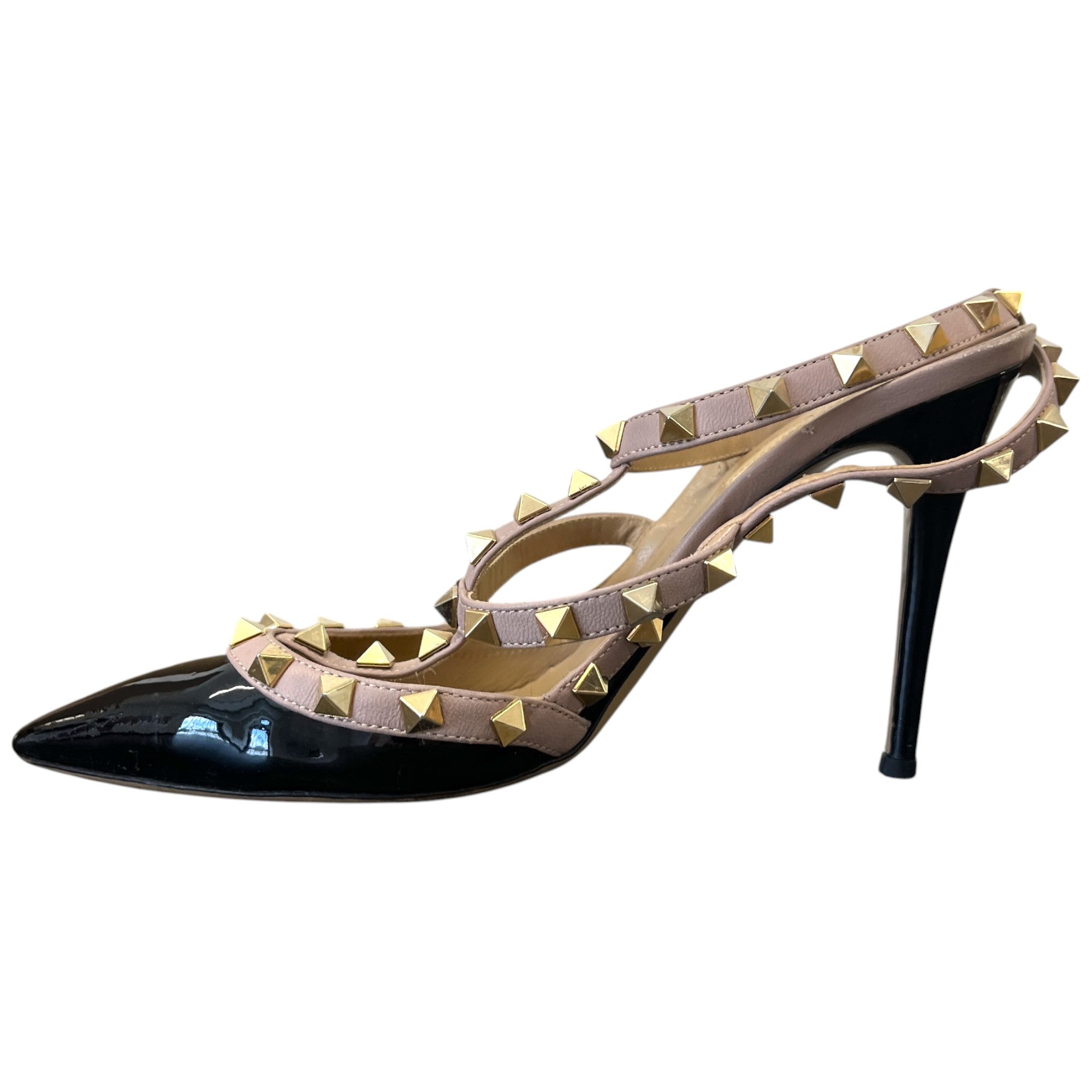 Women's Patent Rockstud Caged Pump 100Mm Heels Black Size EU 37.5 / UK 4.5