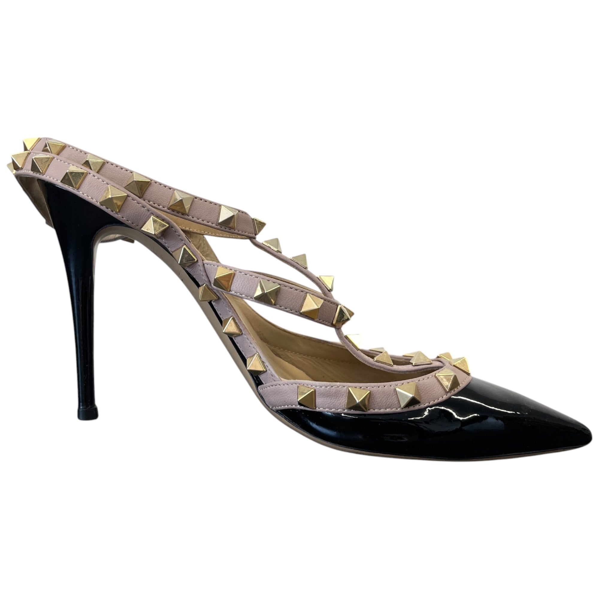 Women's Patent Rockstud Caged Pump 100Mm Heels Black Size EU 37.5 / UK 4.5