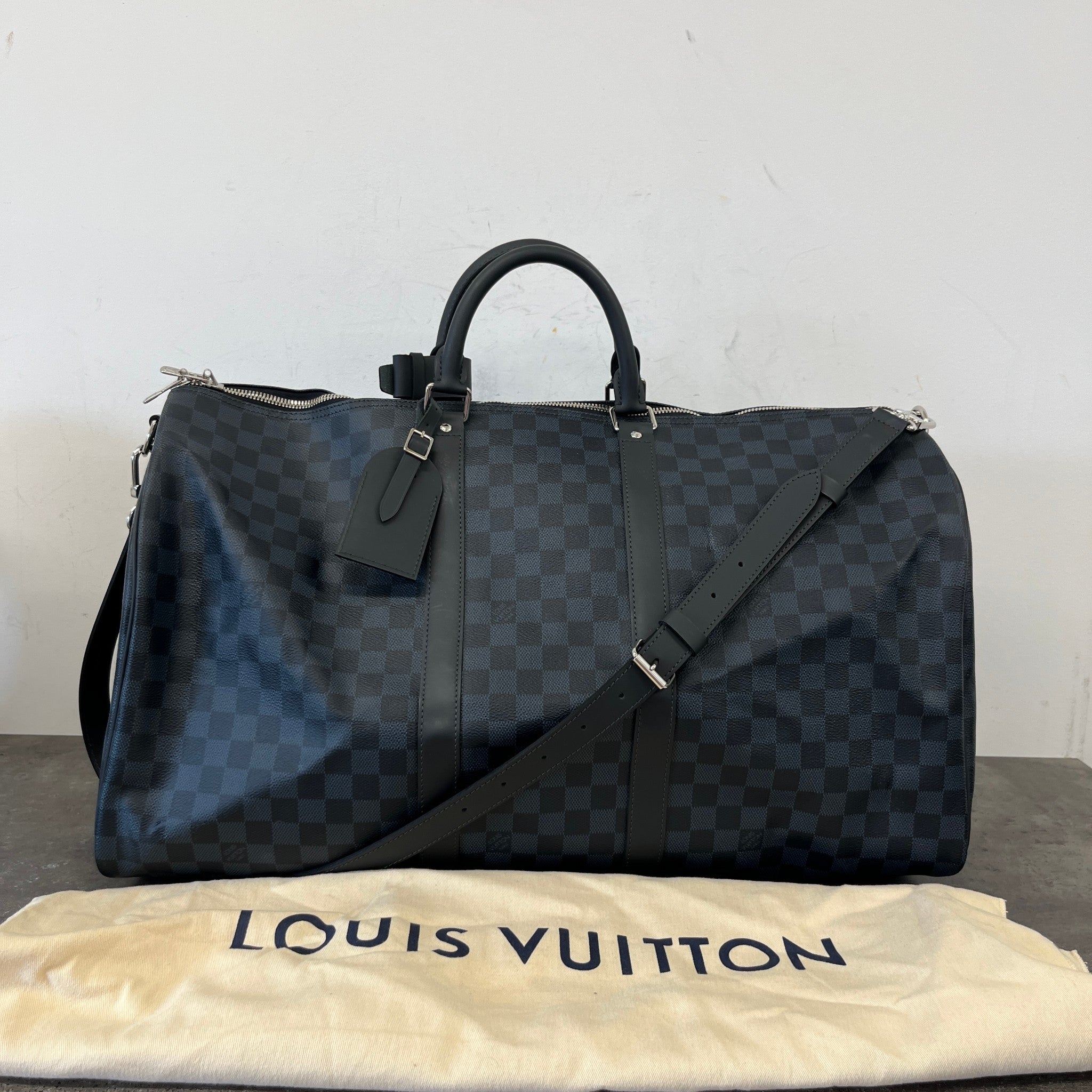 Men's Damier Colbalt Keepall 55 Bag Navy