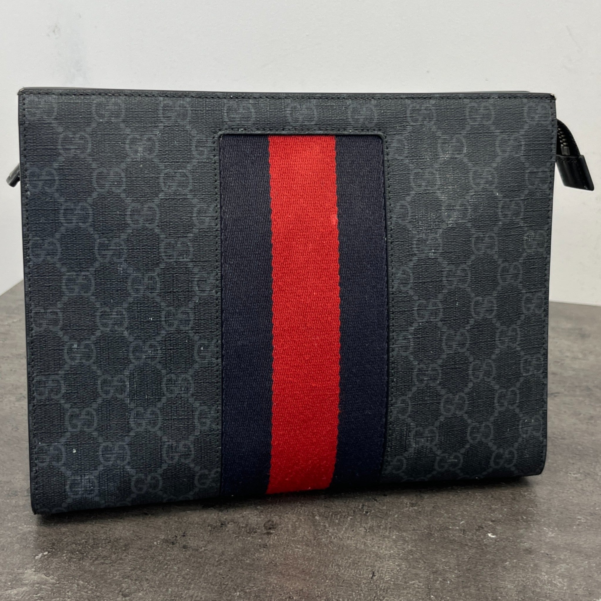 Men's Gg Supreme Web Clutch Black
