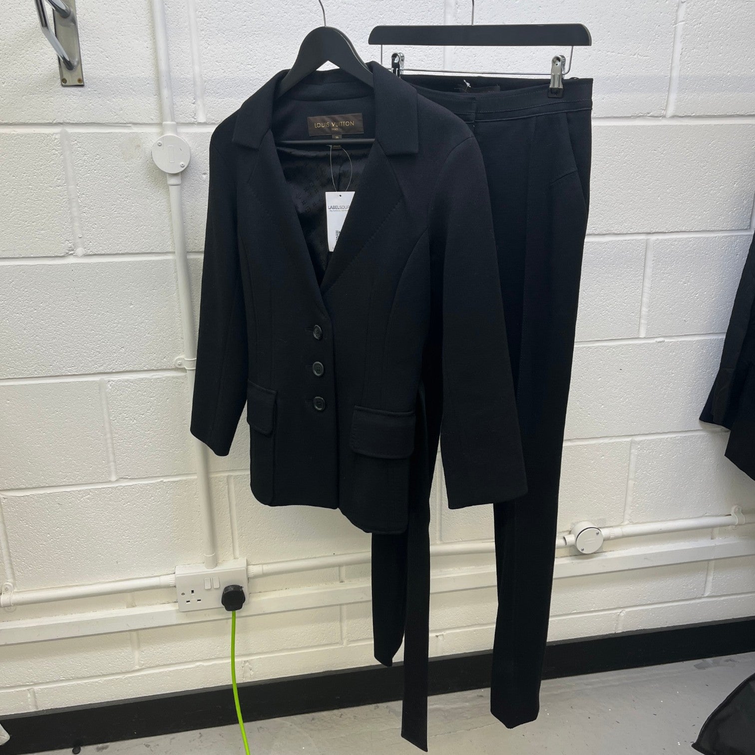 Women's Monogram Lining Belted Blazer Suit Black Size 36