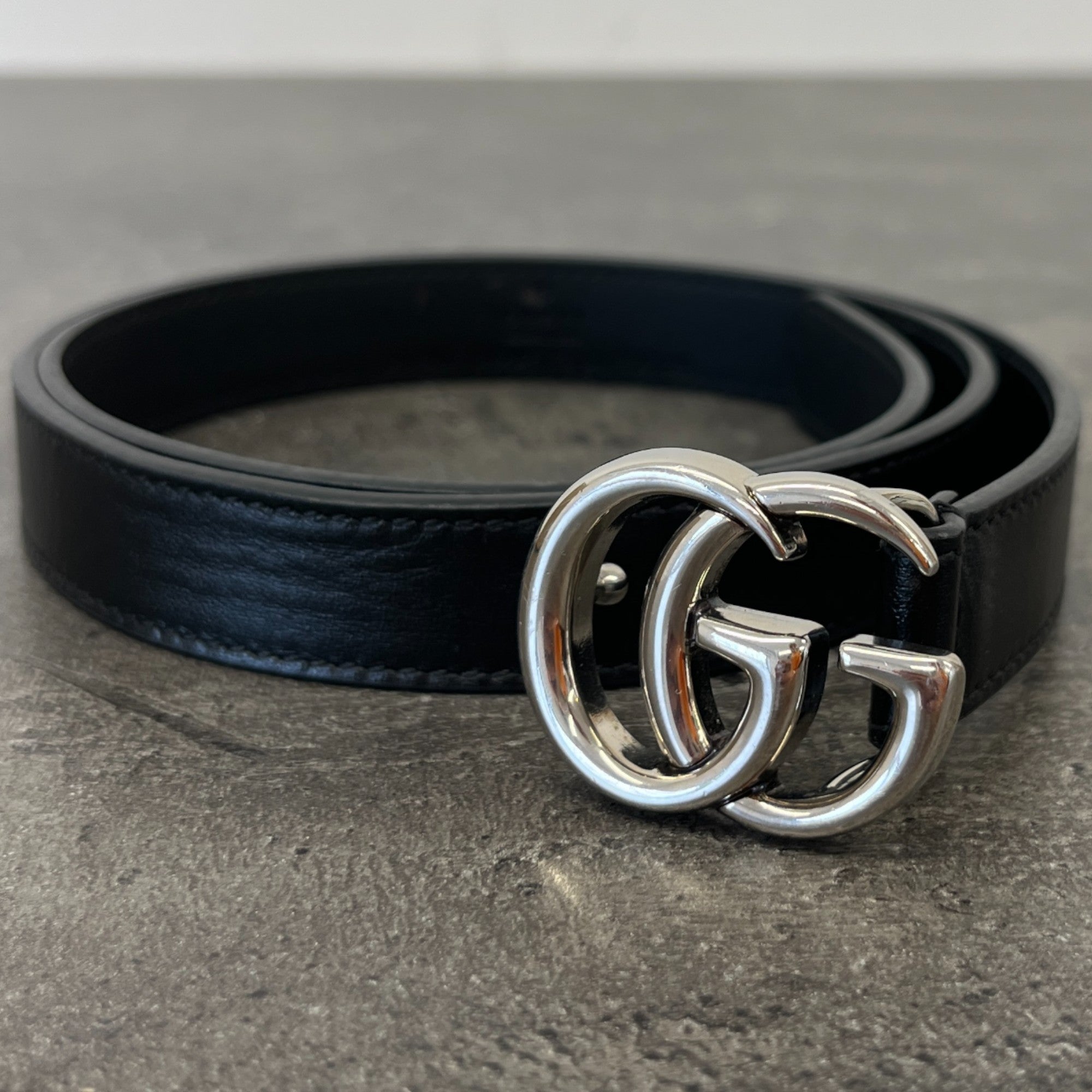 Women's Gg Mini Buckle Belt Black Size 75CM / UK 6
