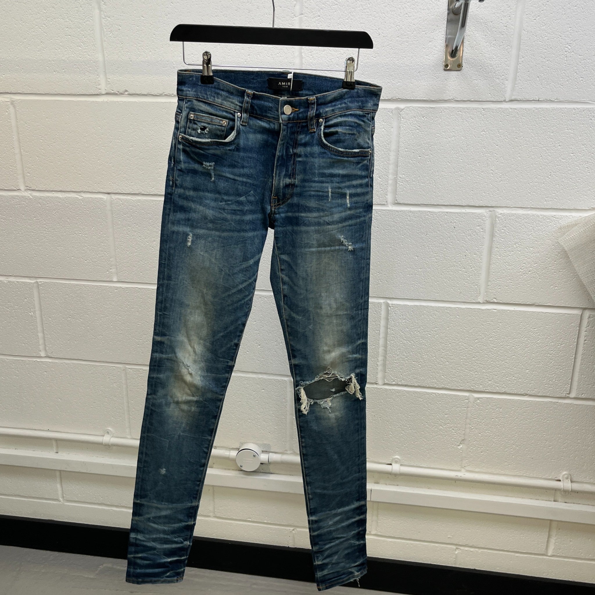 Men's Distressed Skinny Jeans Blue Size Waist 28"