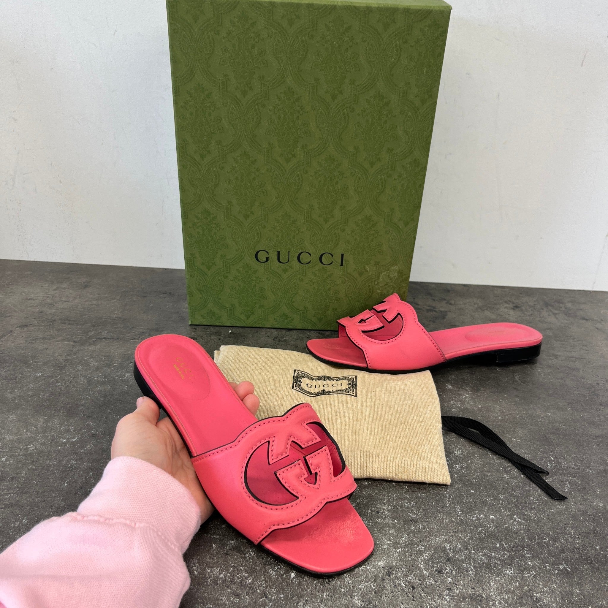 Women's Interlocking G Slides Pink Size EU 36.5 / UK 3.5
