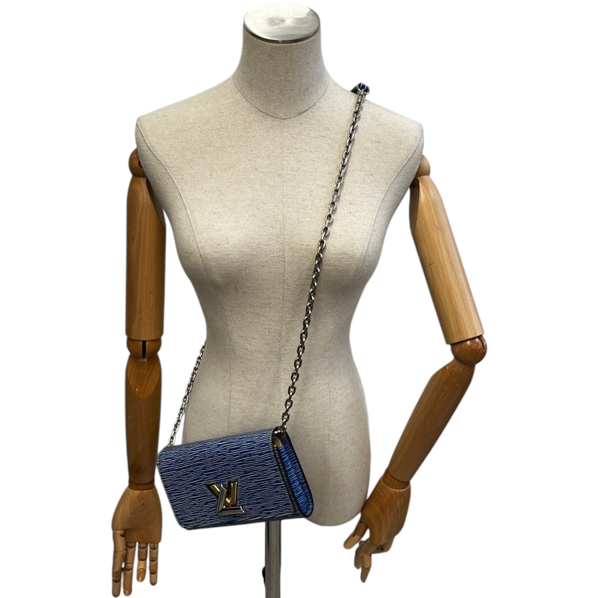 Women's Epi Twist Wallet On Chain Bag Blue