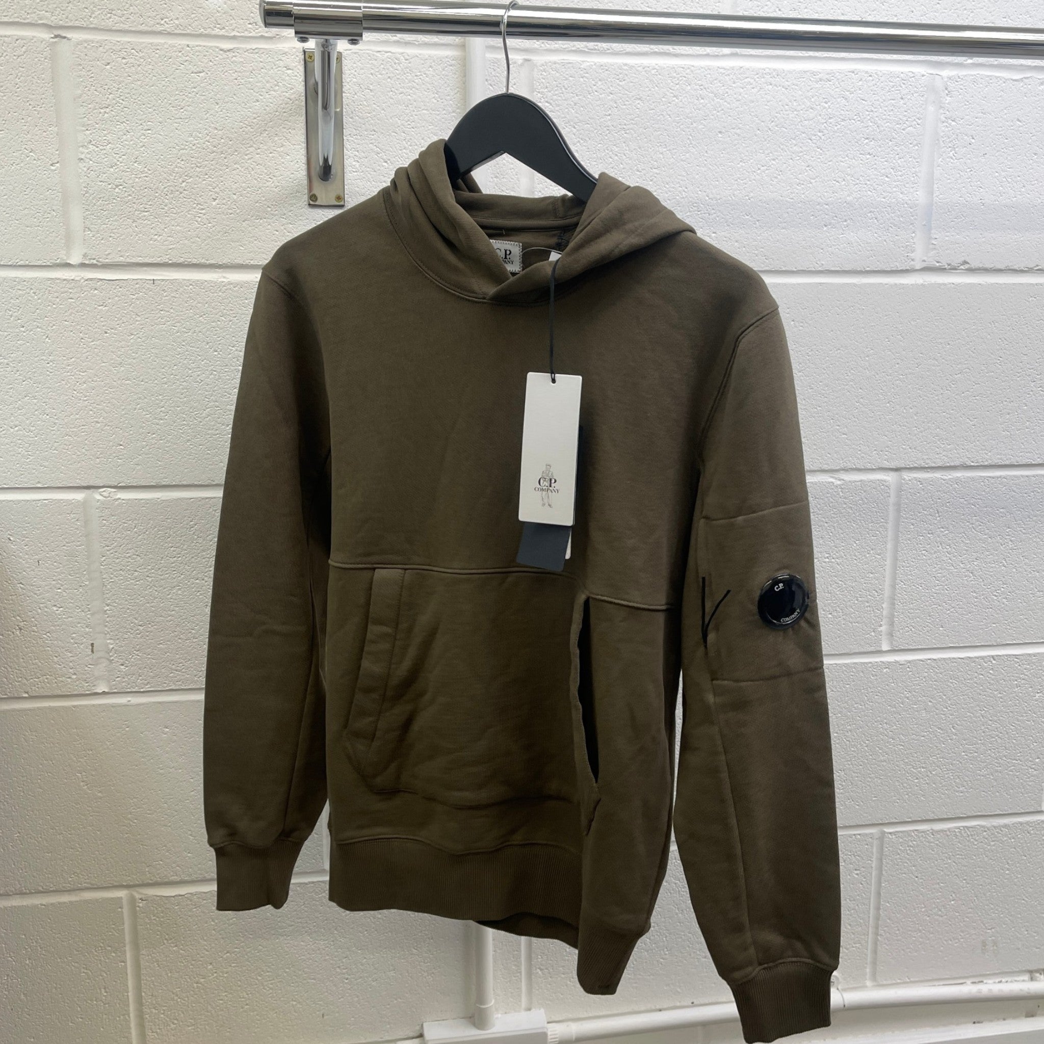 Men's Lens Logo Hoodie Khaki Size XS