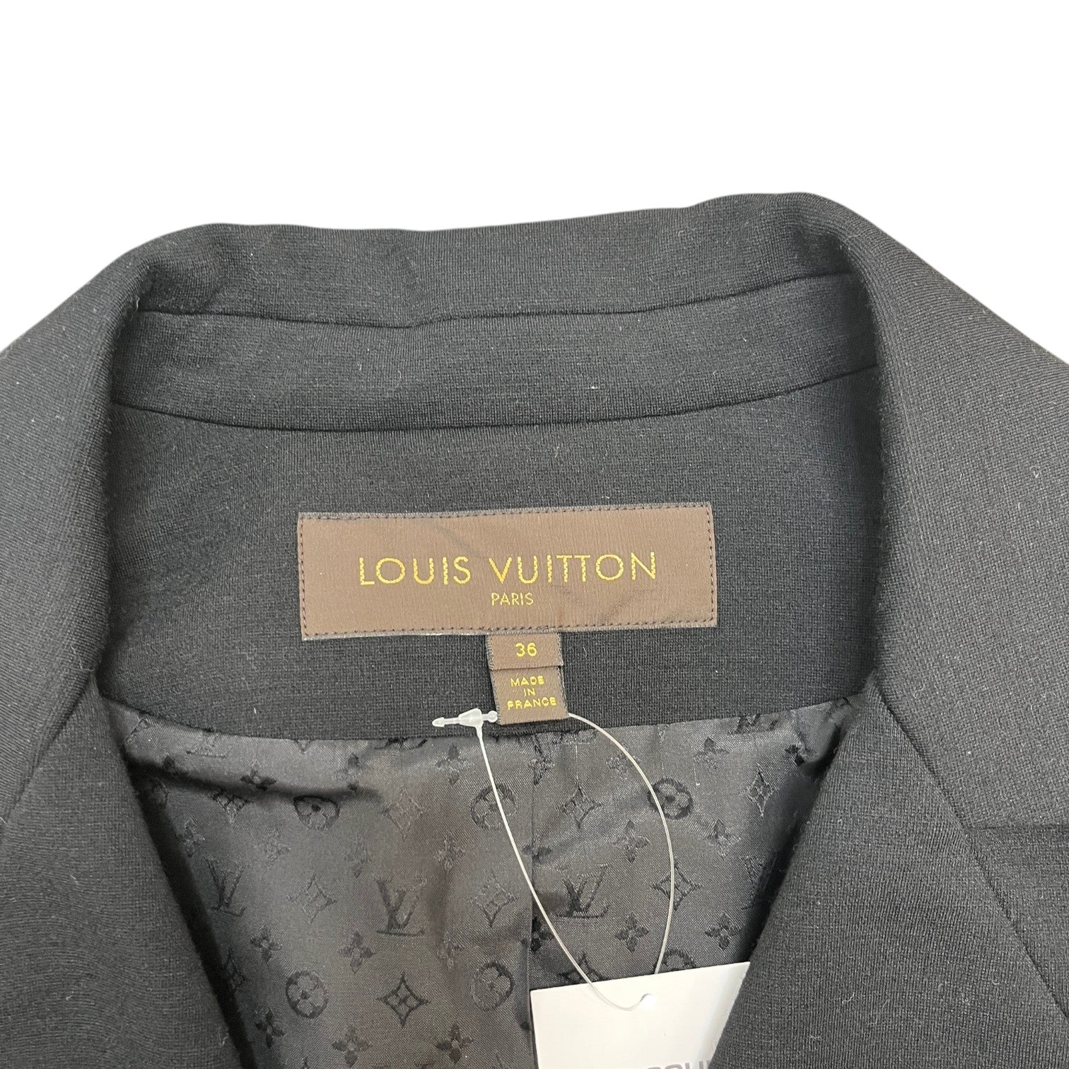 Women's Monogram Lining Belted Blazer Suit Black Size 36