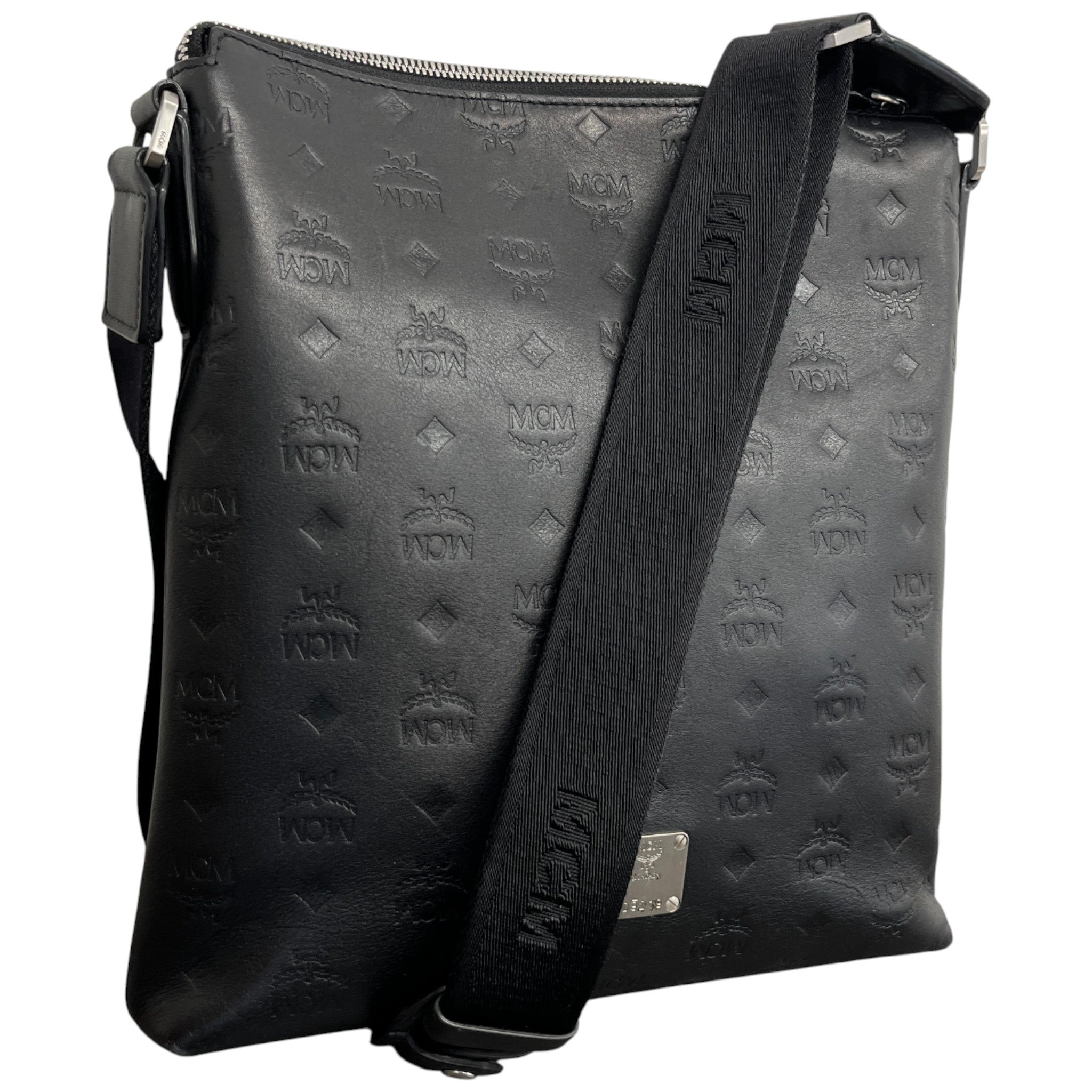 Men's Monogram Logo Messenger Bag Black