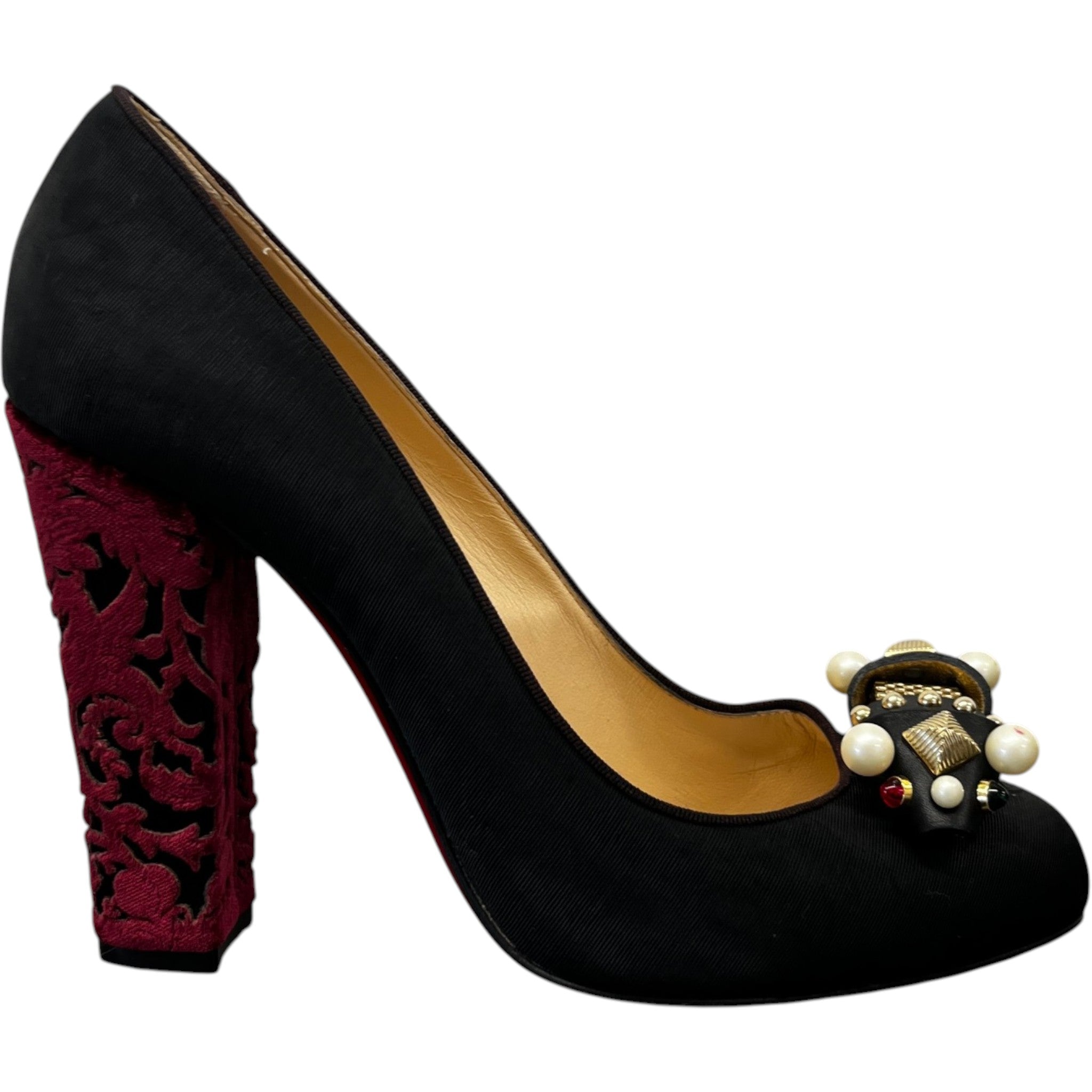 Women's Faux Pearl Accents Heels Black Size EU 40 / UK 7