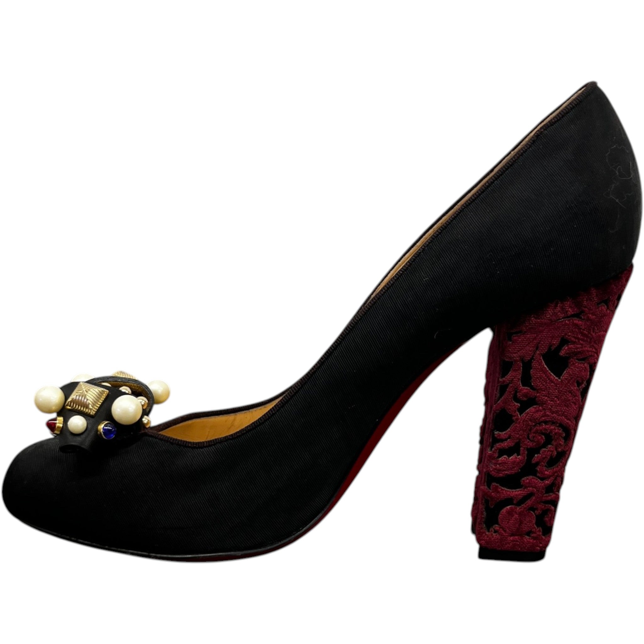 Women's Faux Pearl Accents Heels Black Size EU 40 / UK 7