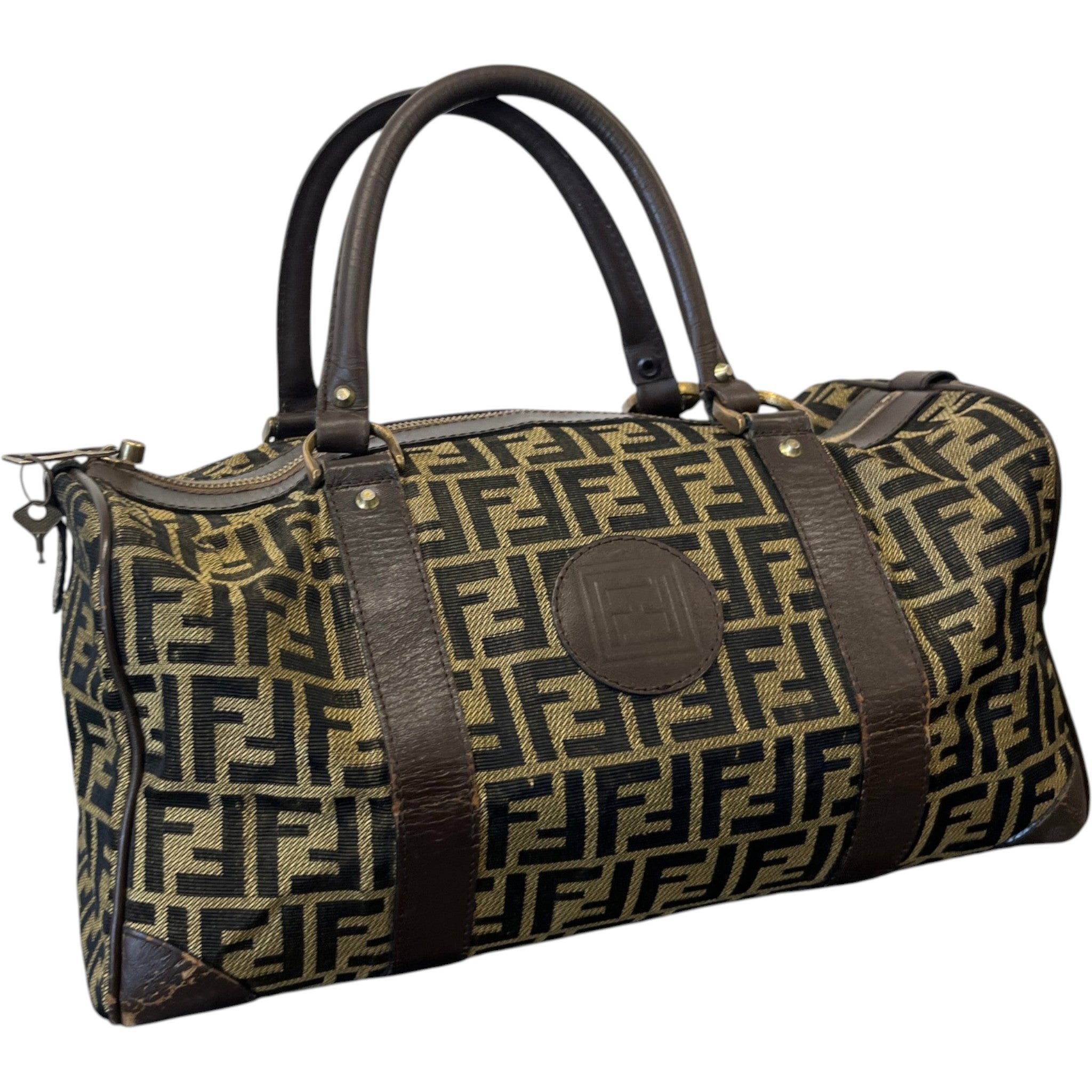 Women's Vintage Ff Zucca Boston Bag Brown