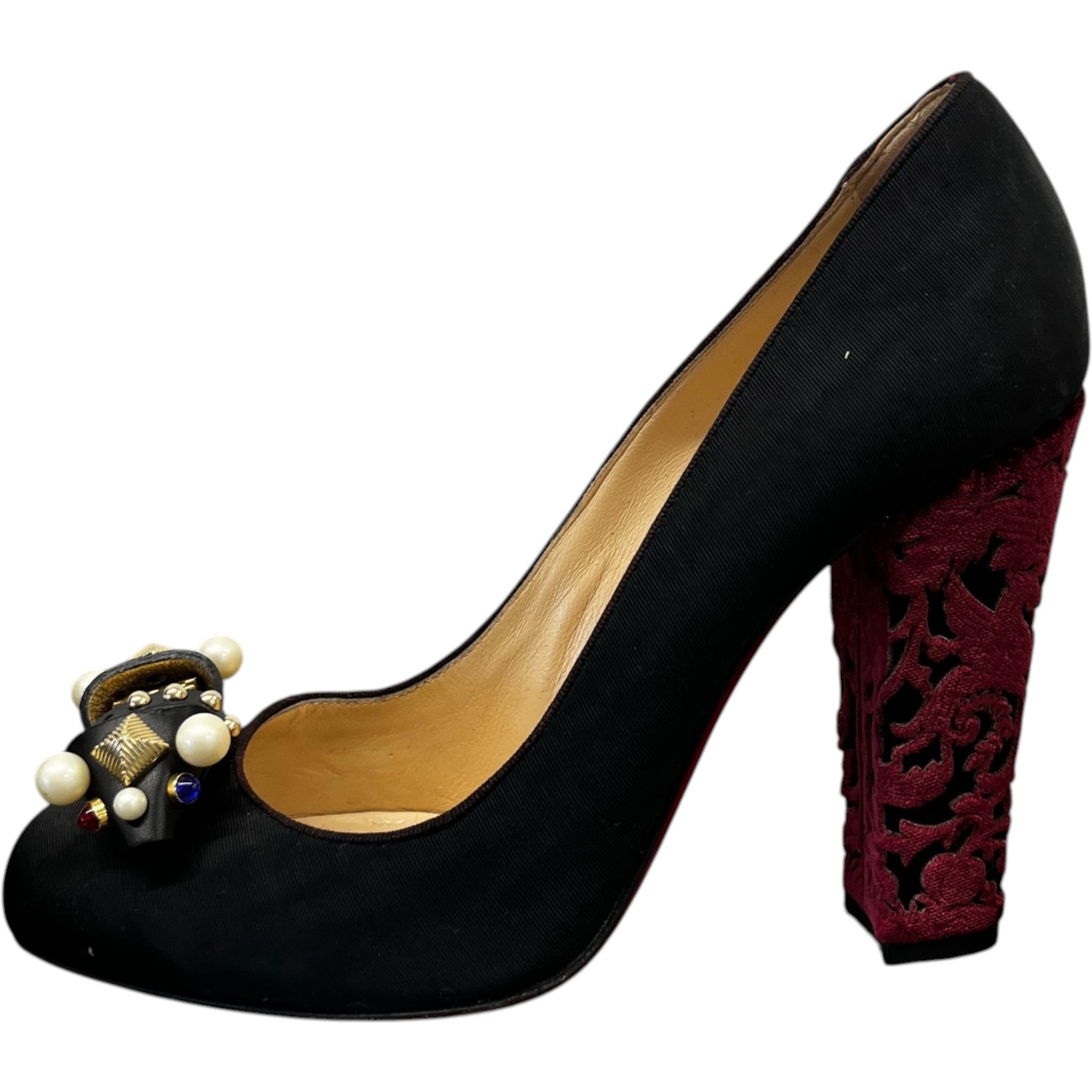 Women's Faux Pearl Accents Heels Black Size EU 40 / UK 7