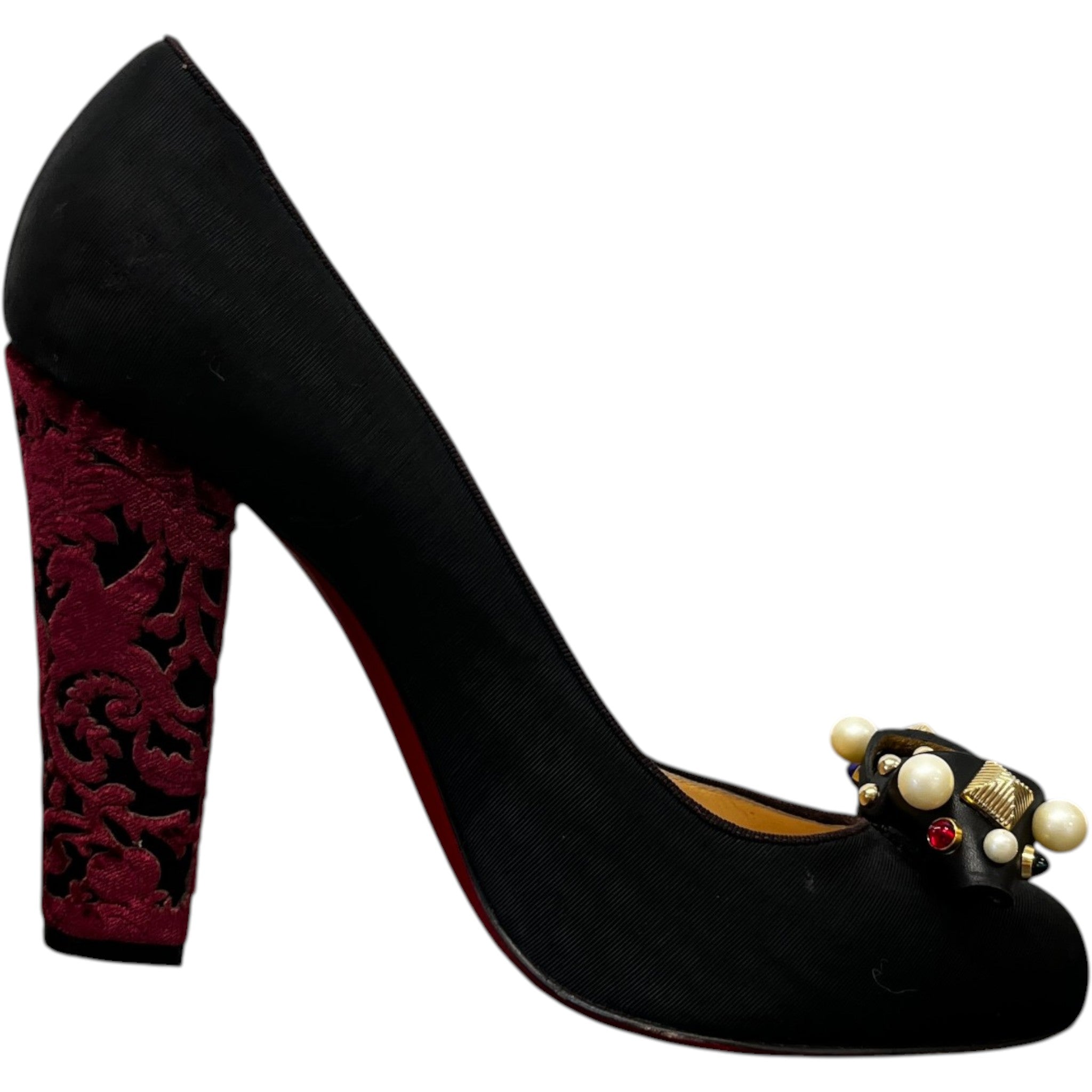 Women's Faux Pearl Accents Heels Black Size EU 40 / UK 7