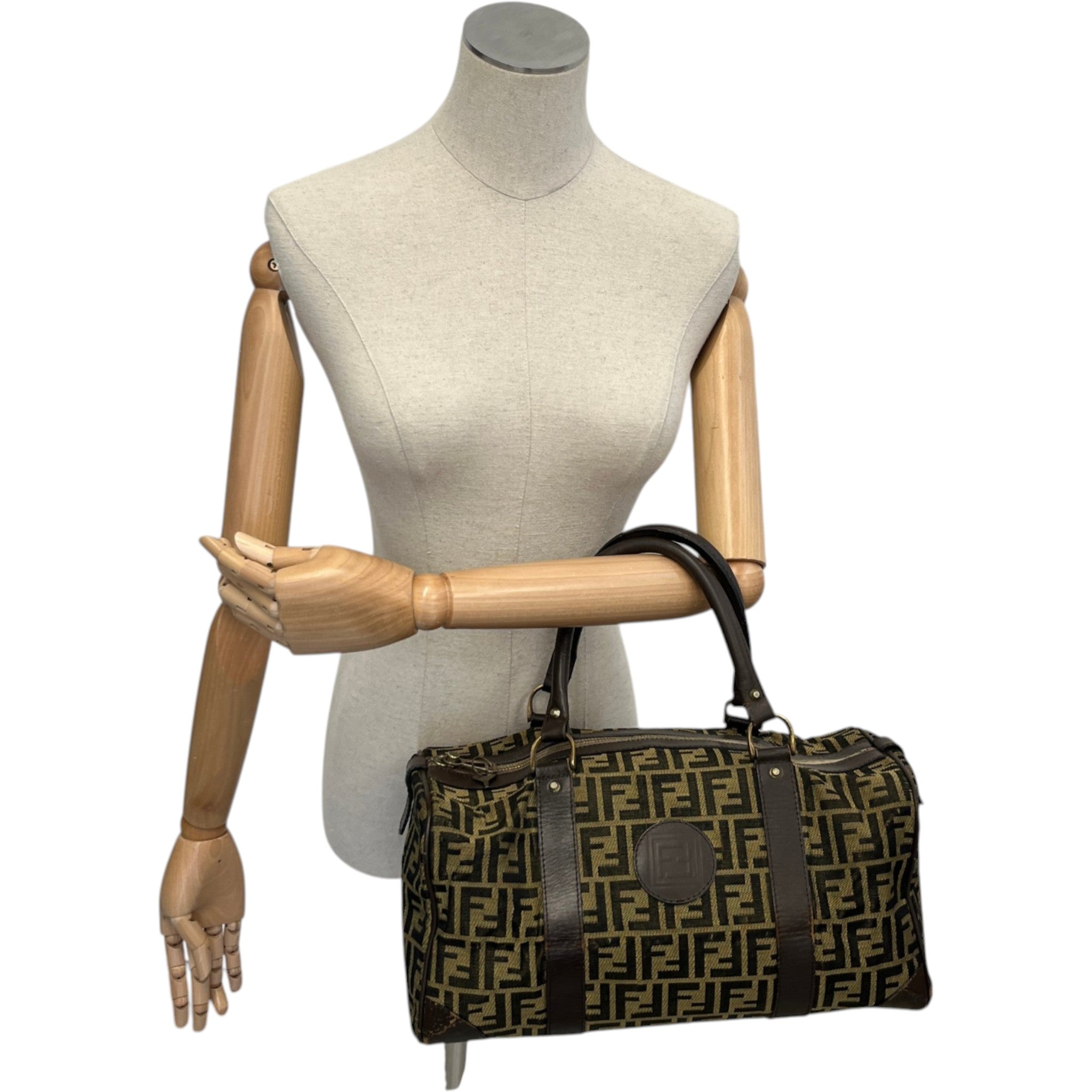 Women's Vintage Ff Zucca Boston Bag Brown