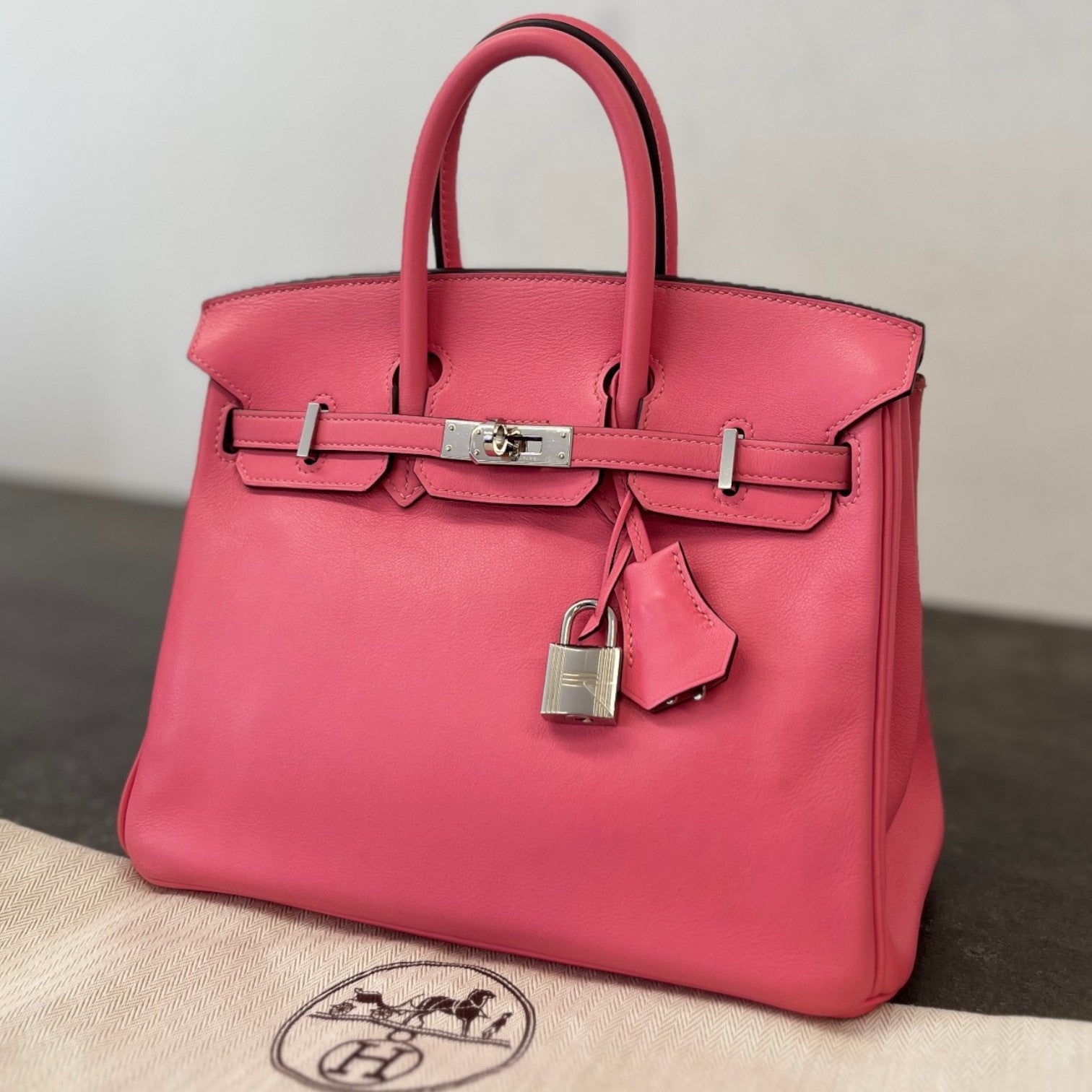 Women's Birkin 25 Rose Azalee Swift Palladium Hardware Bag Pink