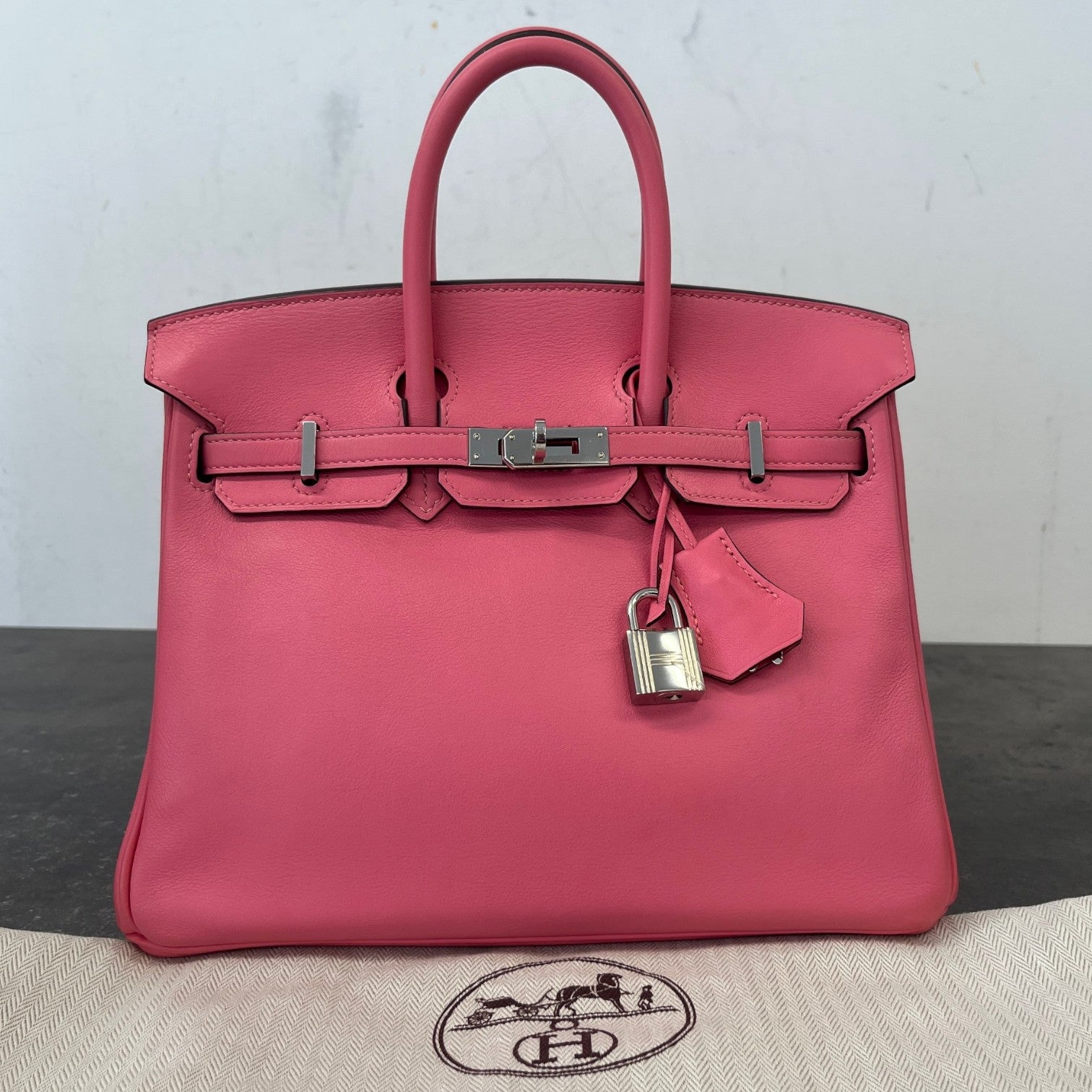 Women's Birkin 25 Rose Azalee Swift Palladium Hardware Bag Pink