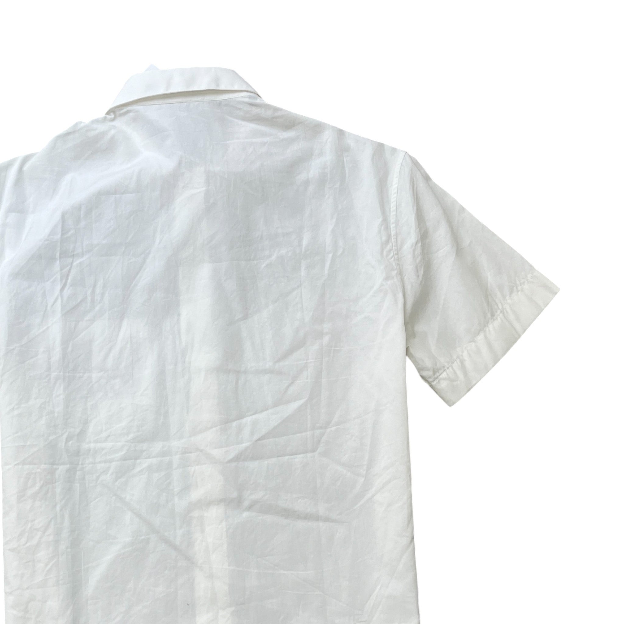 Men's Embroidered Logo Short Sleeve Shirt White Size M