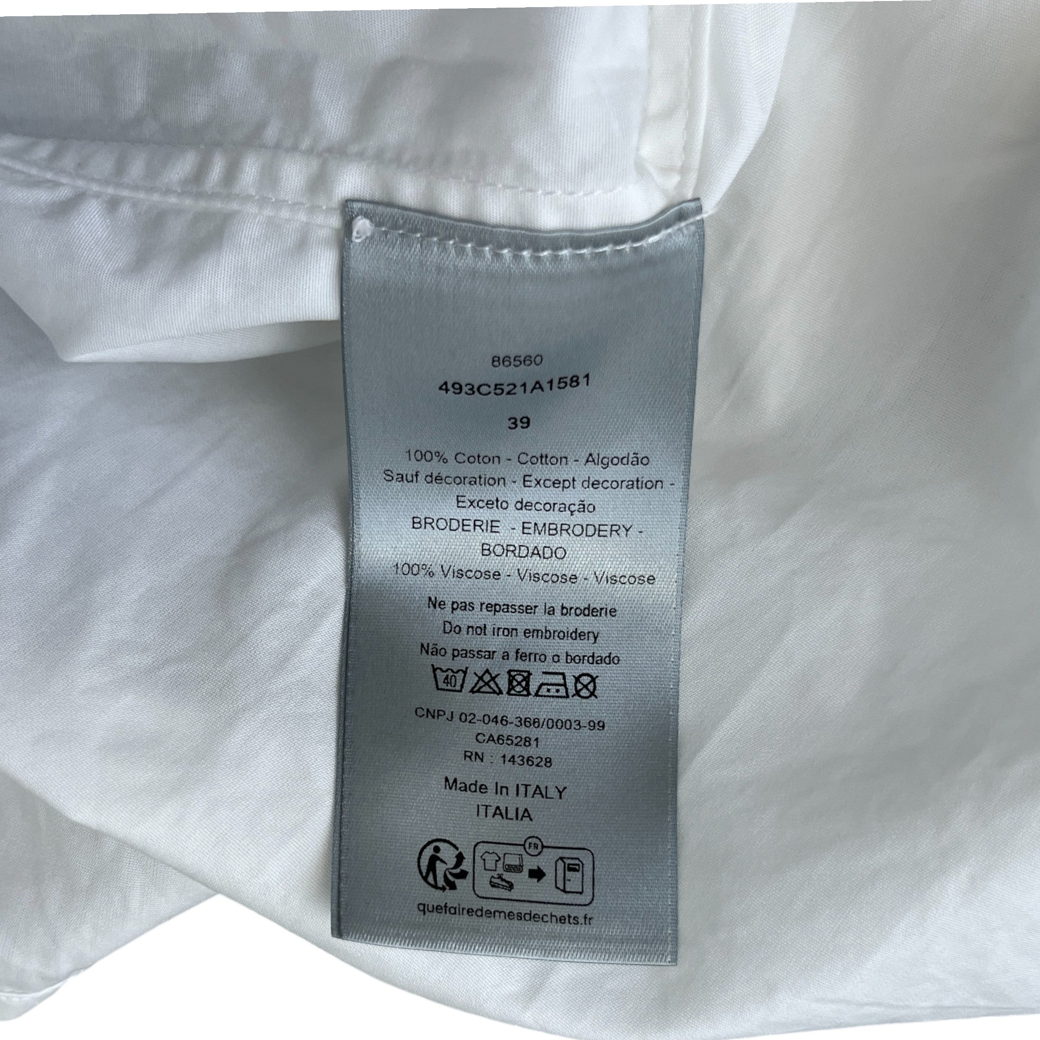 Men's Embroidered Logo Short Sleeve Shirt White Size M