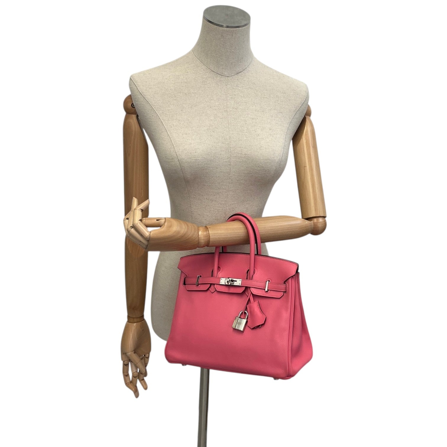 Women's Birkin 25 Rose Azalee Swift Palladium Hardware Bag Pink