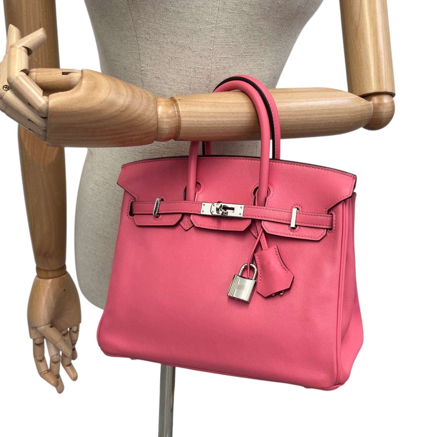 Women's Birkin 25 Rose Azalee Swift Palladium Hardware Bag Pink