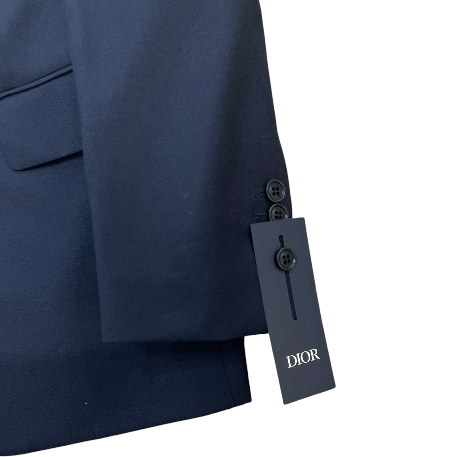 Men's Embroidered Logo Single-Breasted Suit Navy Size 56R