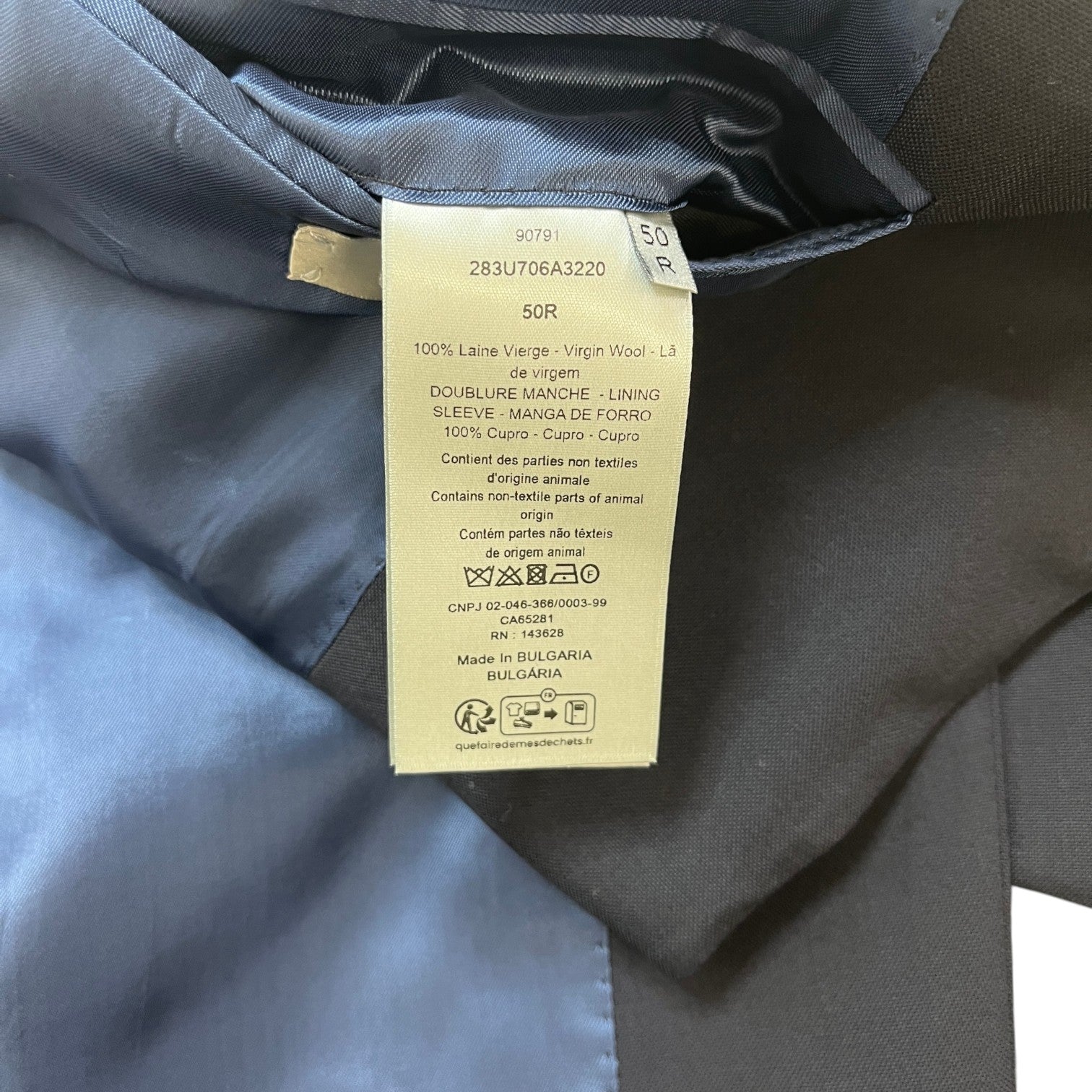 Men's Embroidered Logo Single-Breasted Suit Navy Size 56R