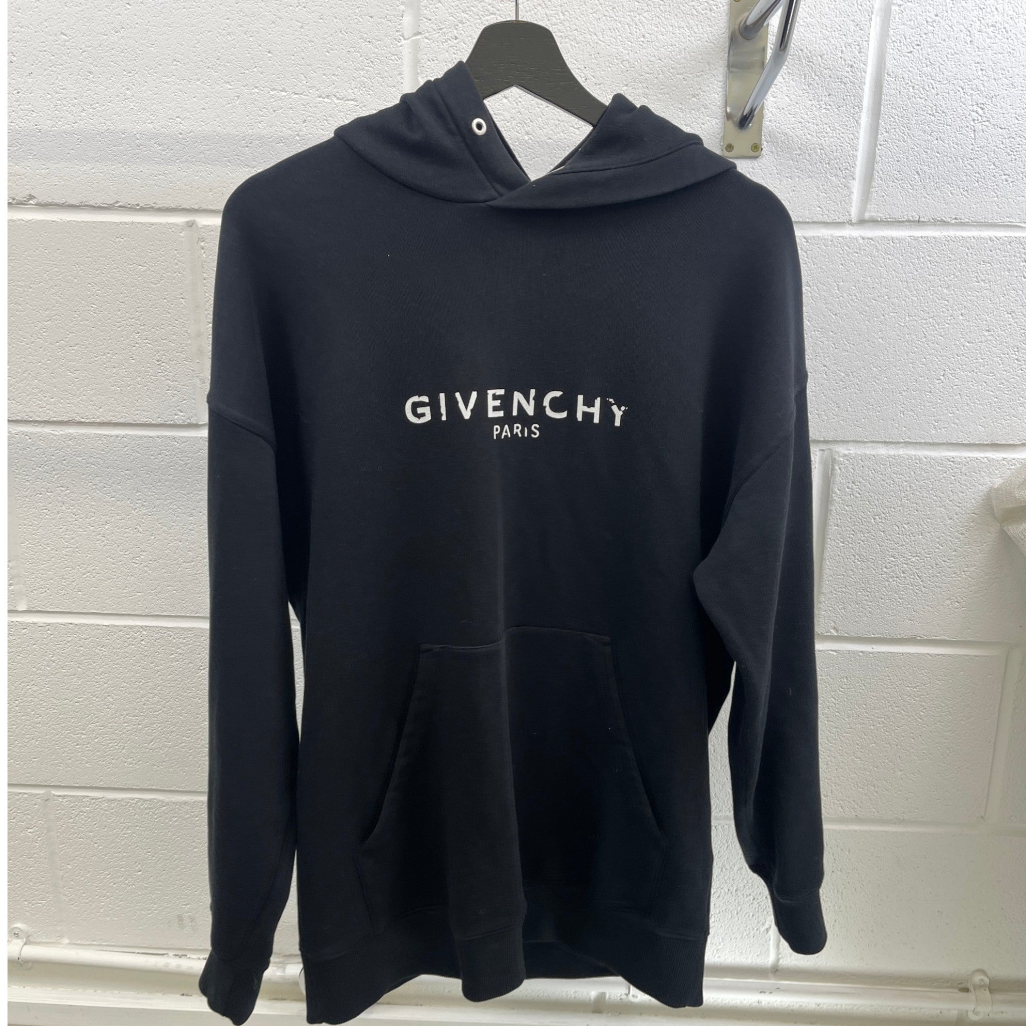 Men's Logo Print Hoodie Black Size S