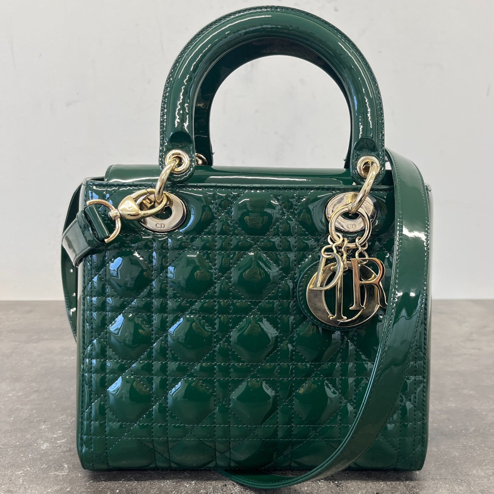 Women's Lady Dior Medium Patent Bag Green