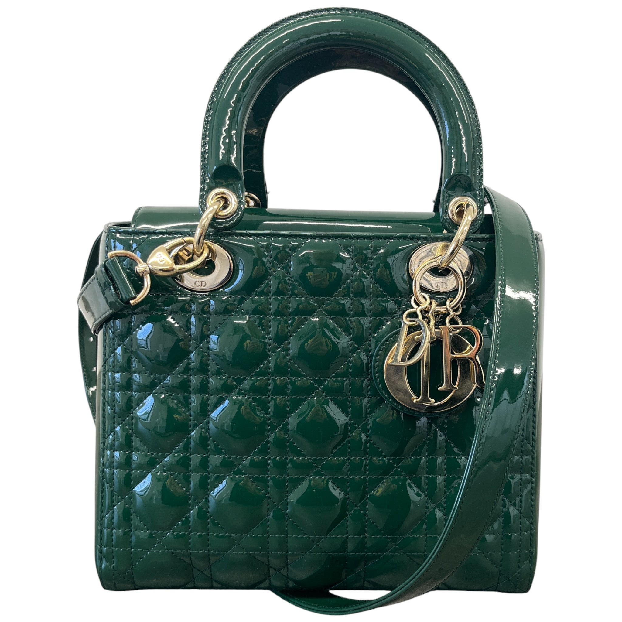 Women's Lady Dior Medium Patent Bag Green