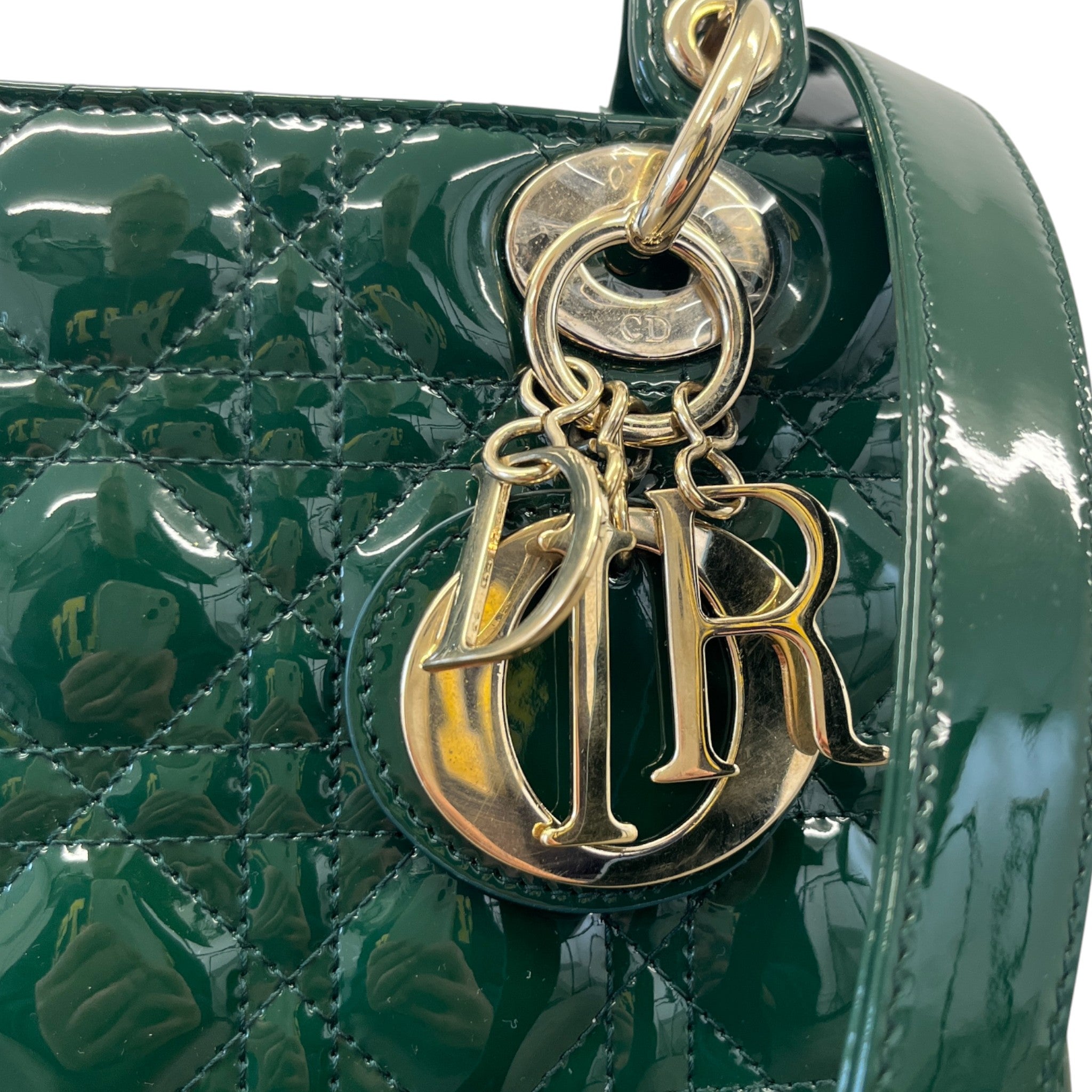 Women's Lady Dior Medium Patent Bag Green