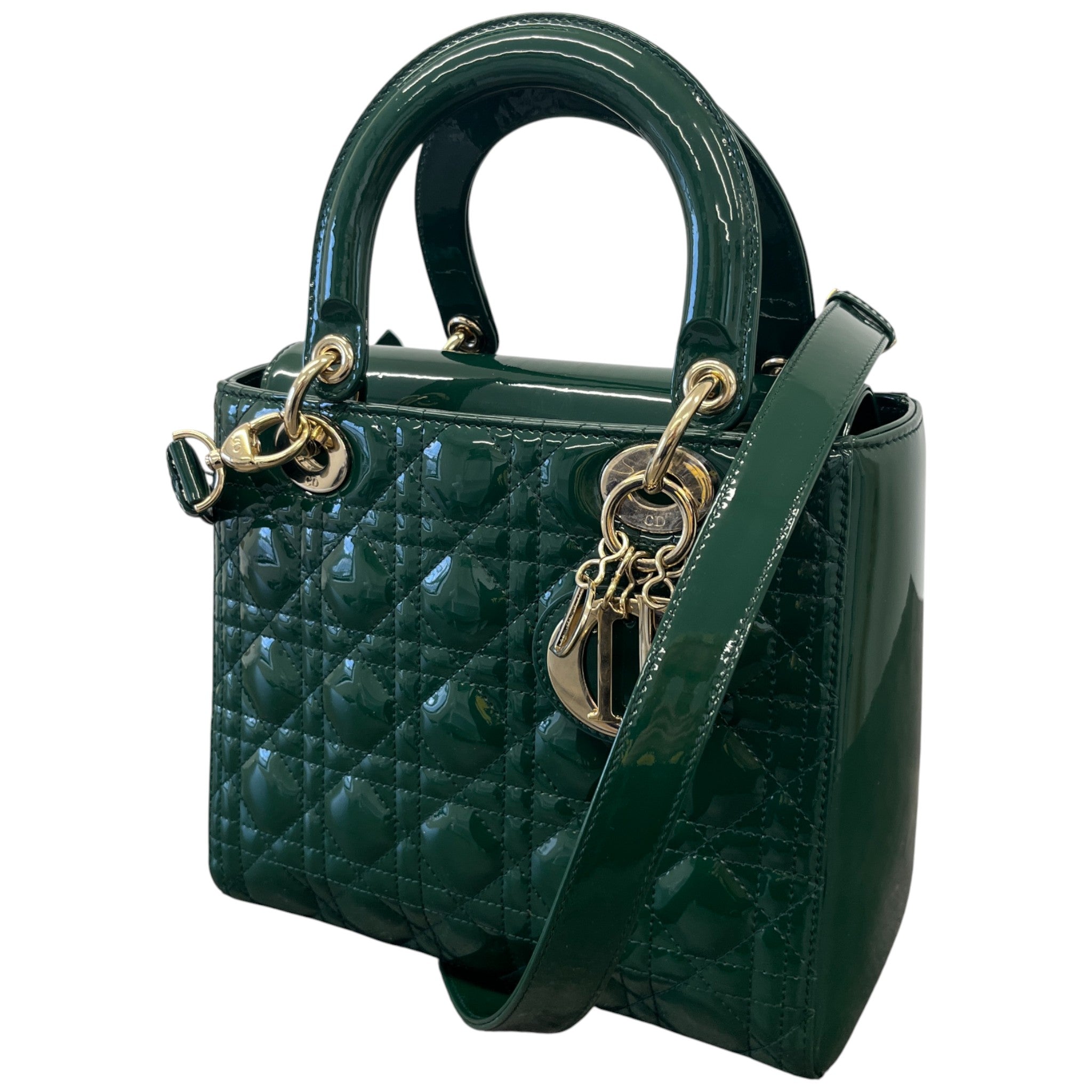 Women's Lady Dior Medium Patent Bag Green