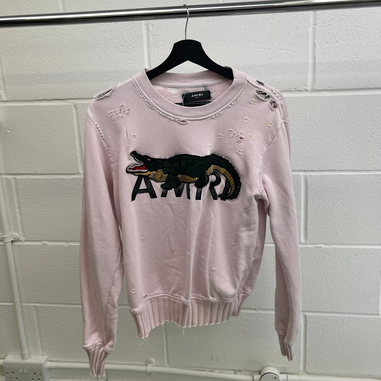 Women's Alligator Distressed Jumper Pink Size S