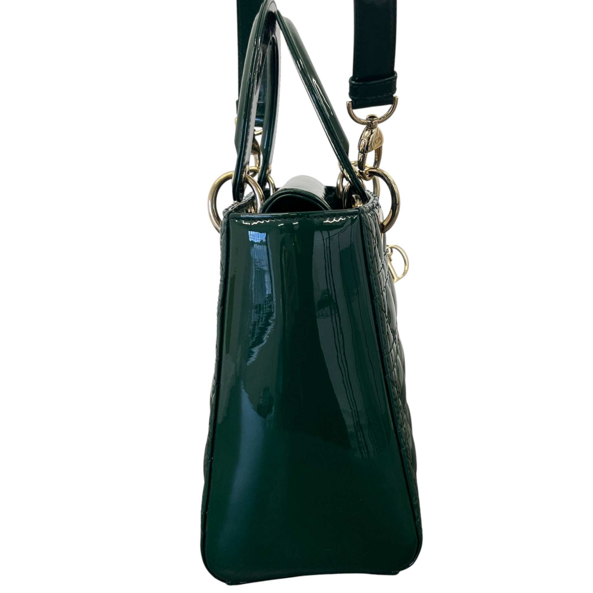 Women's Lady Dior Medium Patent Bag Green