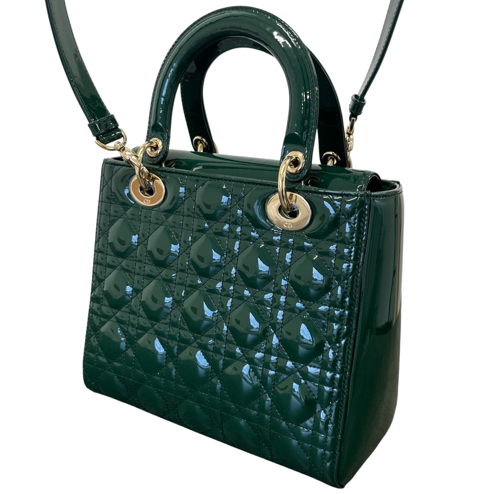 Women's Lady Dior Medium Patent Bag Green