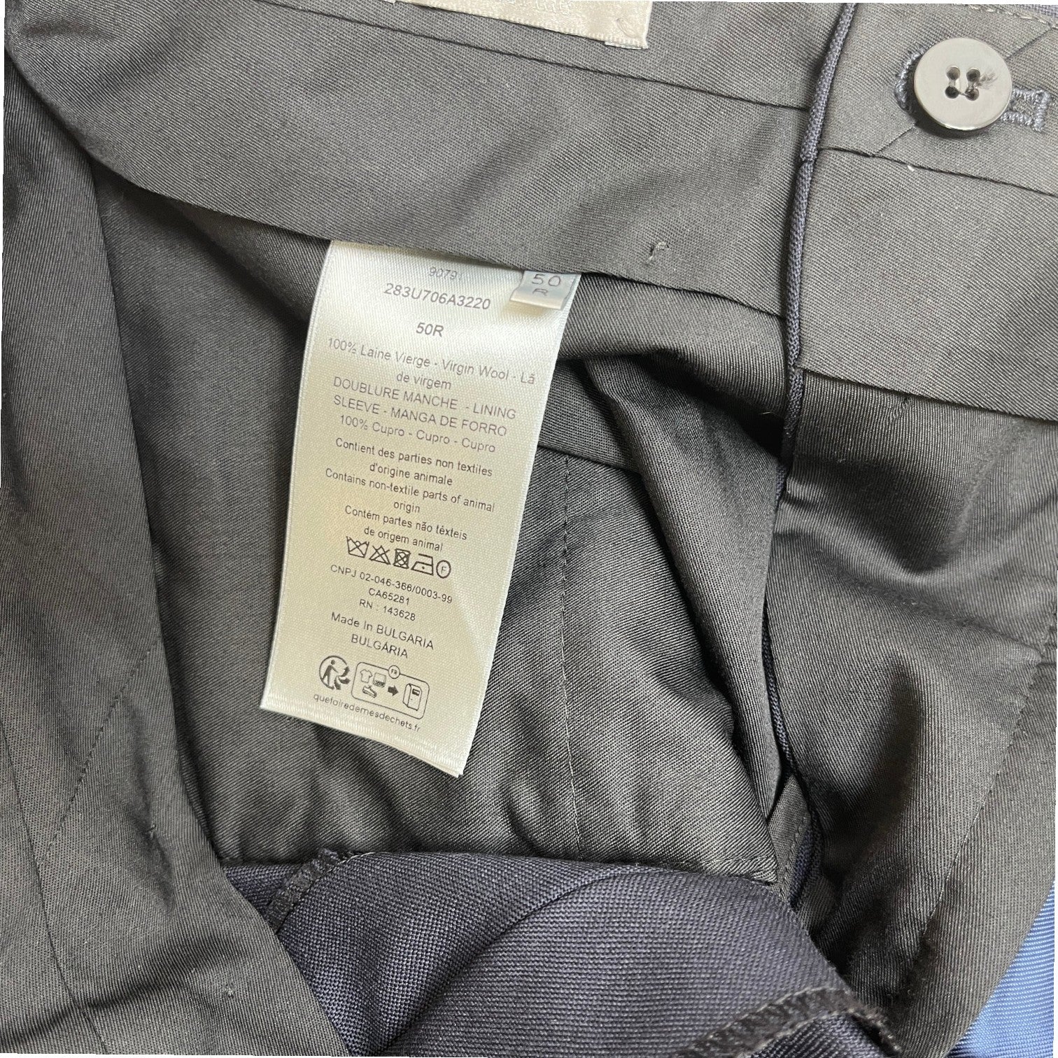 Men's Embroidered Logo Single-Breasted Suit Navy Size 56R