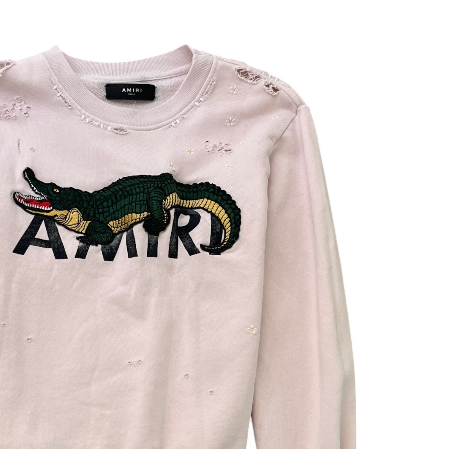 Women's Alligator Distressed Jumper Pink Size S