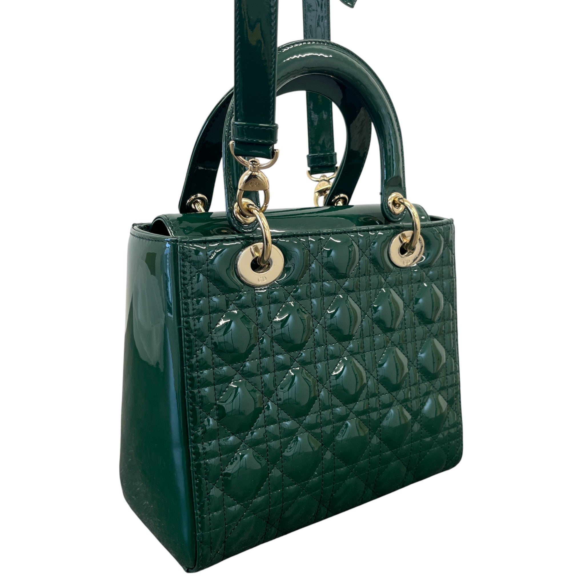 Women's Lady Dior Medium Patent Bag Green