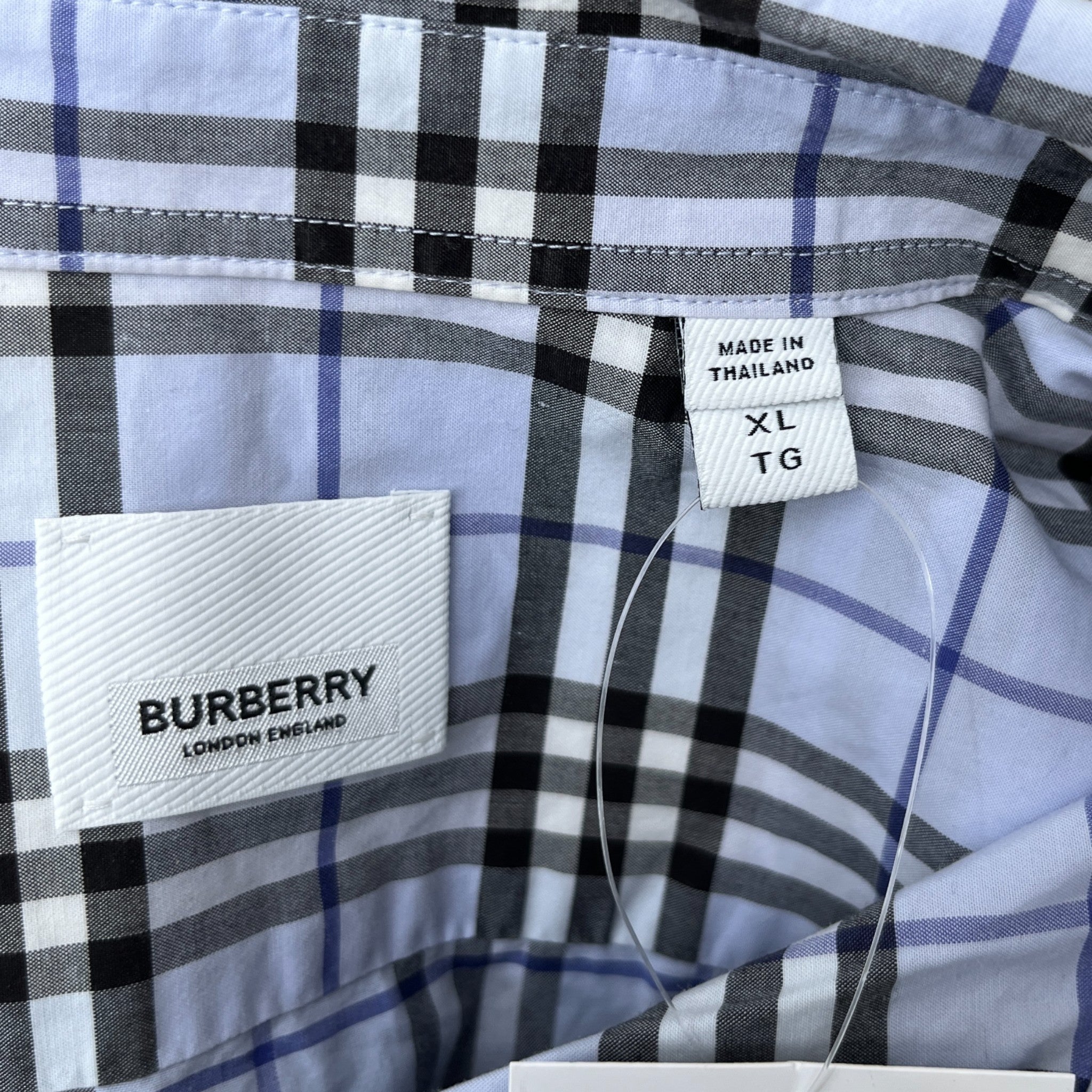 Men's Checkered Long Sleeve Shirt Blue Size XL