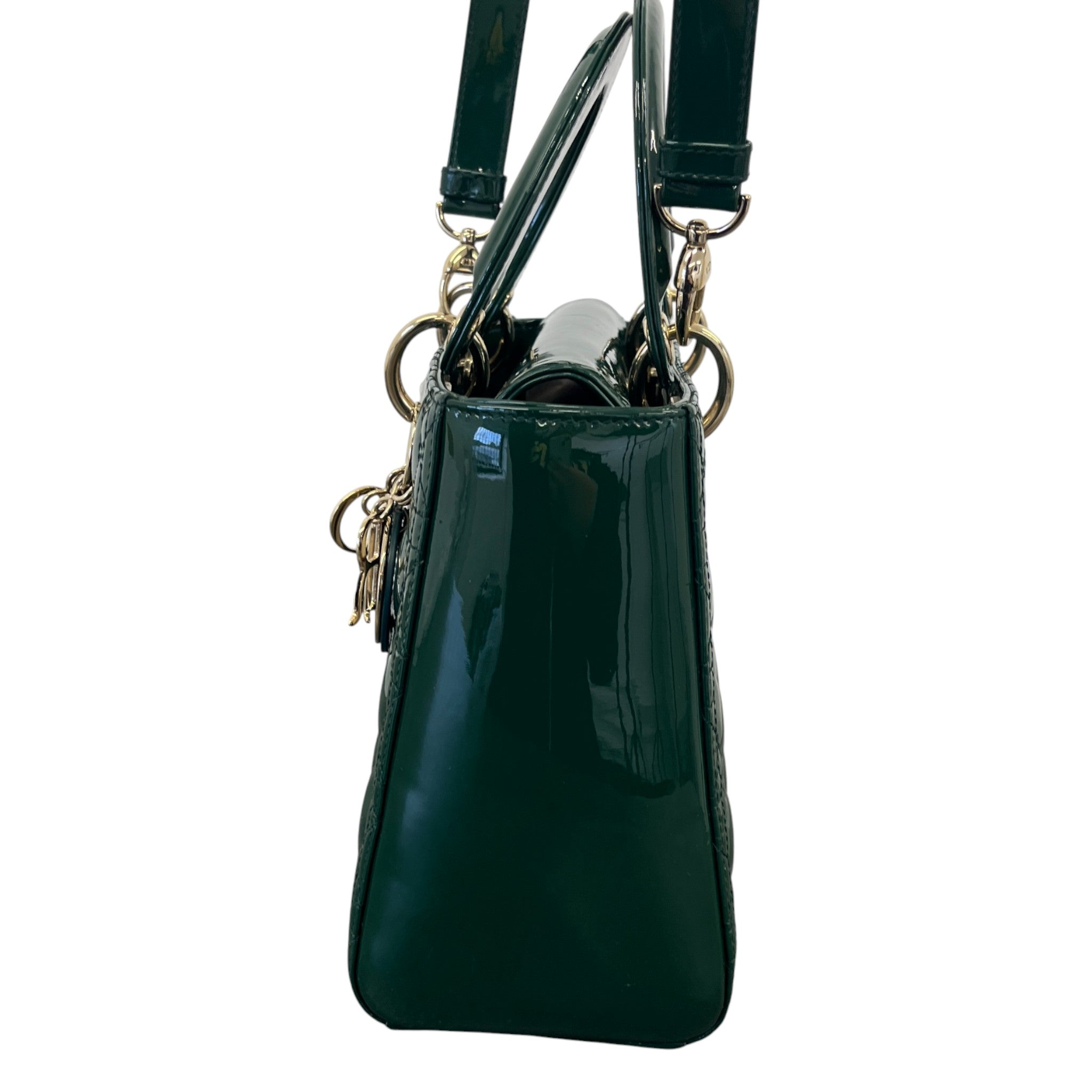 Women's Lady Dior Medium Patent Bag Green