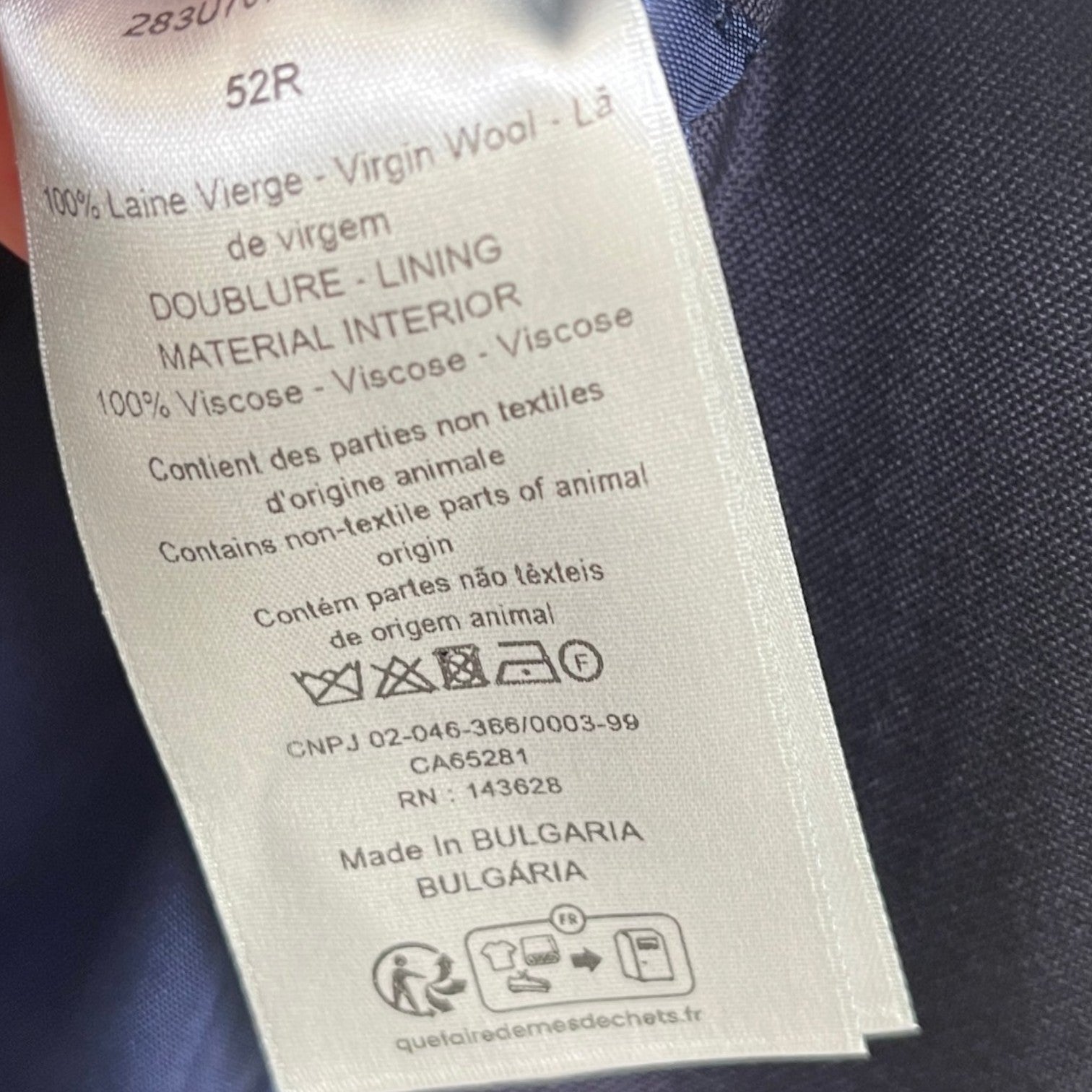 Men's Logo Patch Suit Navy Size 52R