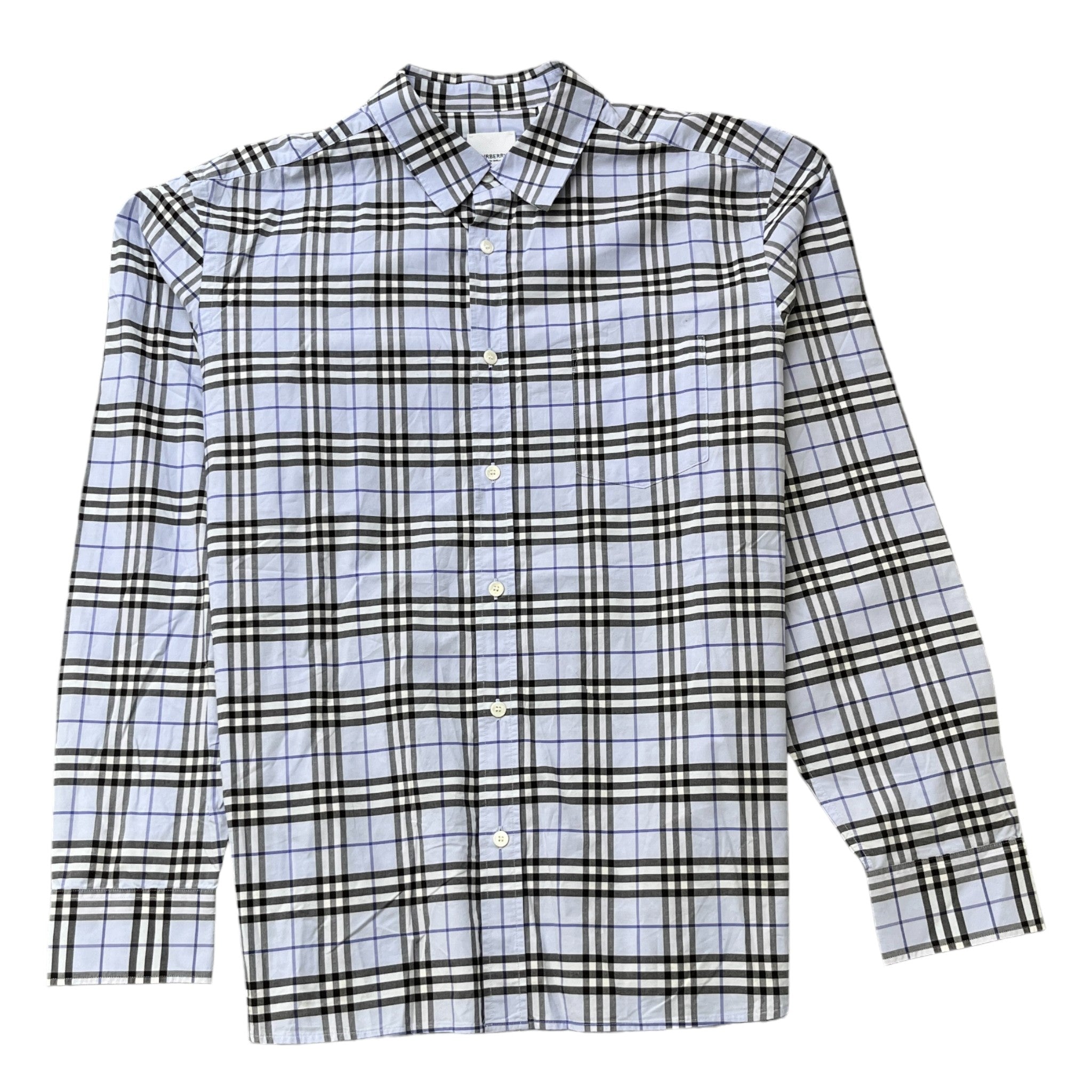Men's Checkered Long Sleeve Shirt Blue Size XL